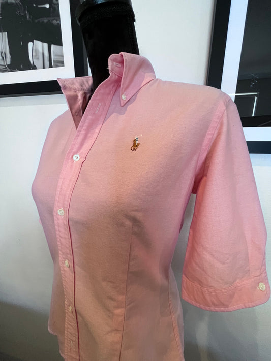 Ralph Lauren Women’s 100% Cotton Pink Shirt Slim Fit Size 8