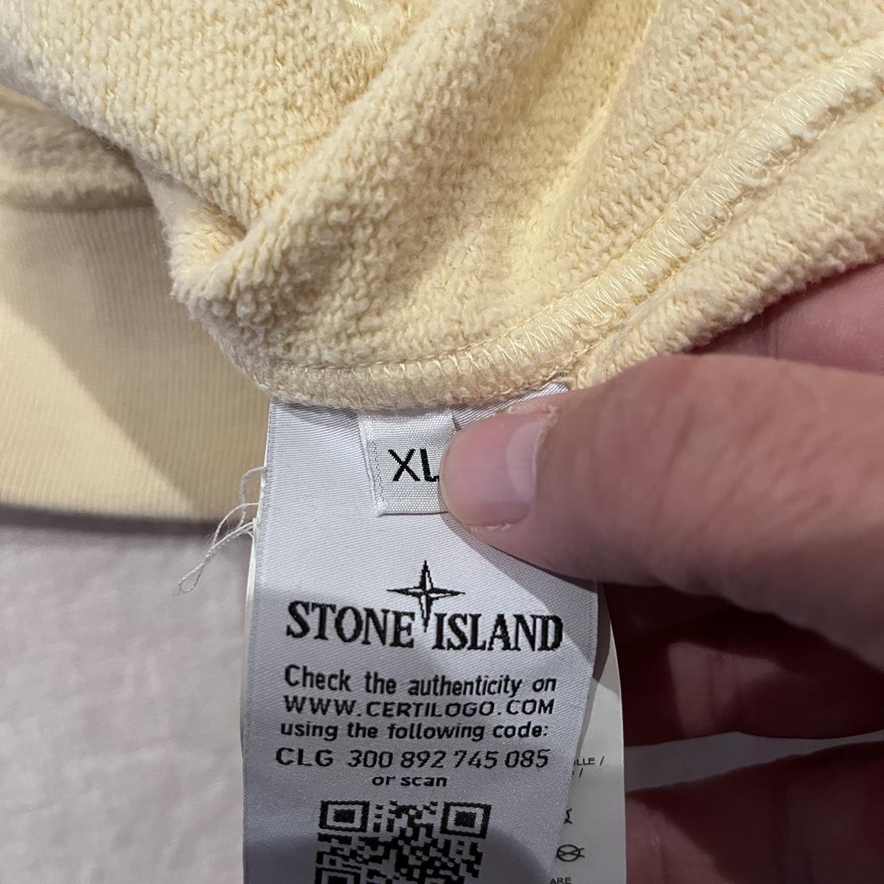 Stone Island 100% Cotton Yellow Fleece Hoodie Size XL with Logo Badge