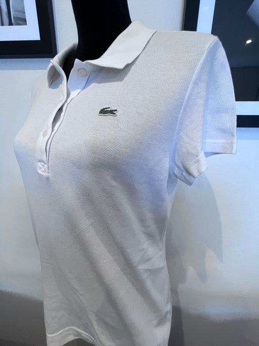 Lacoste Women’s 100% Cotton White Polo Shirt Size Small Classic Fit
