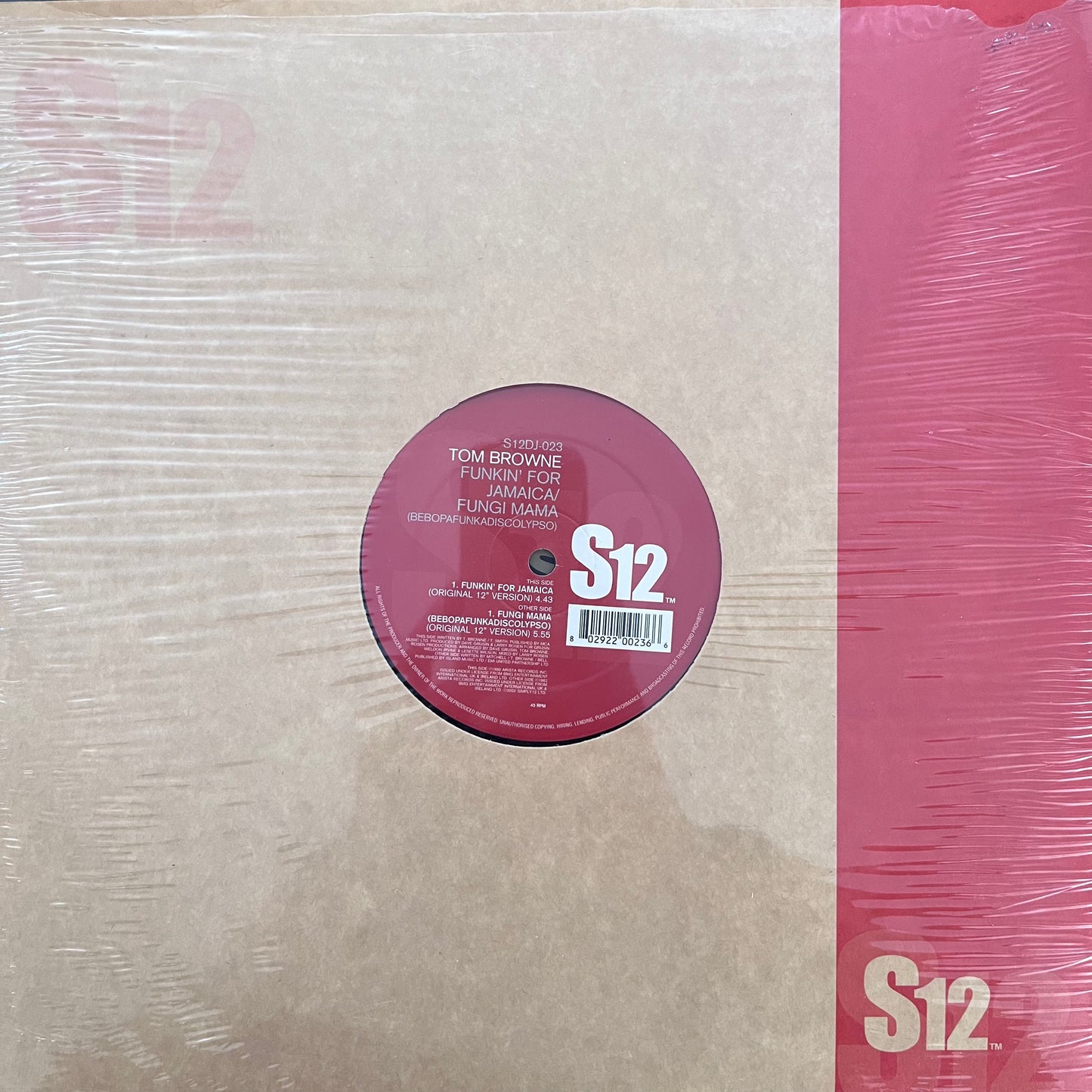 Tom Browne “Funkin For Jamaica” / “Fungi Mama” 2 Track 12inch Vinyl Record on S12