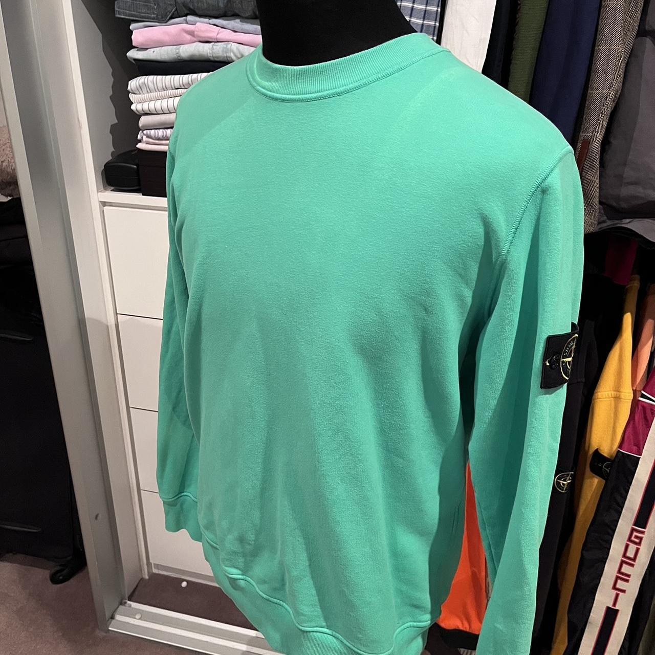 Stone Island Mint Green Fleece Sweater Size XL with Logo Badge