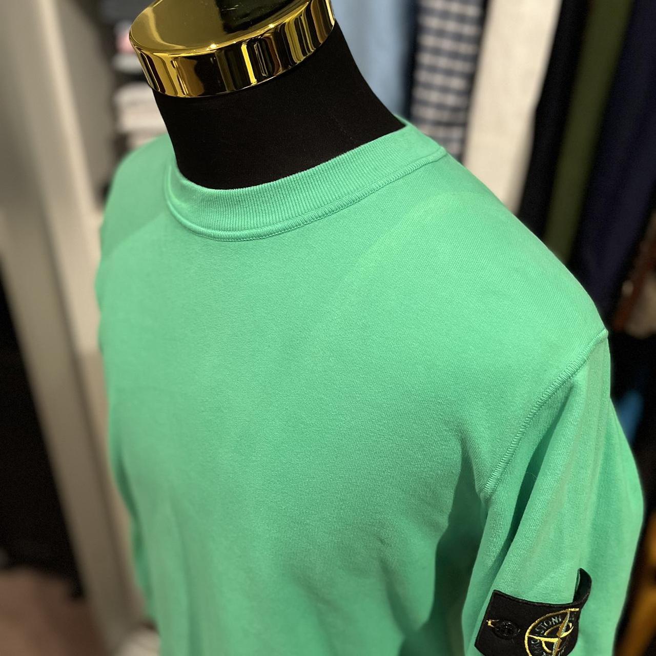 Stone Island Mint Green Fleece Sweater Size XL with Logo Badge