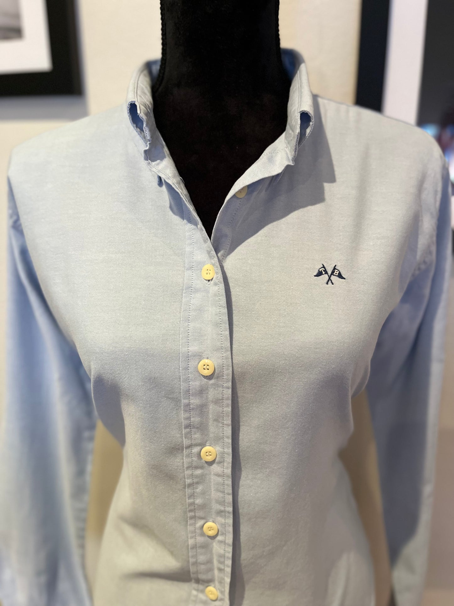 Burberry Women’s 100% Cotton Blue Shirt Regular Fit Size US 12