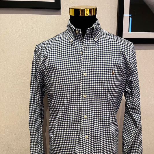 Ralph Lauren Polo Ralph Lauren 100% Cotton Blue / White Check Shirt Size Large Button Down Collar