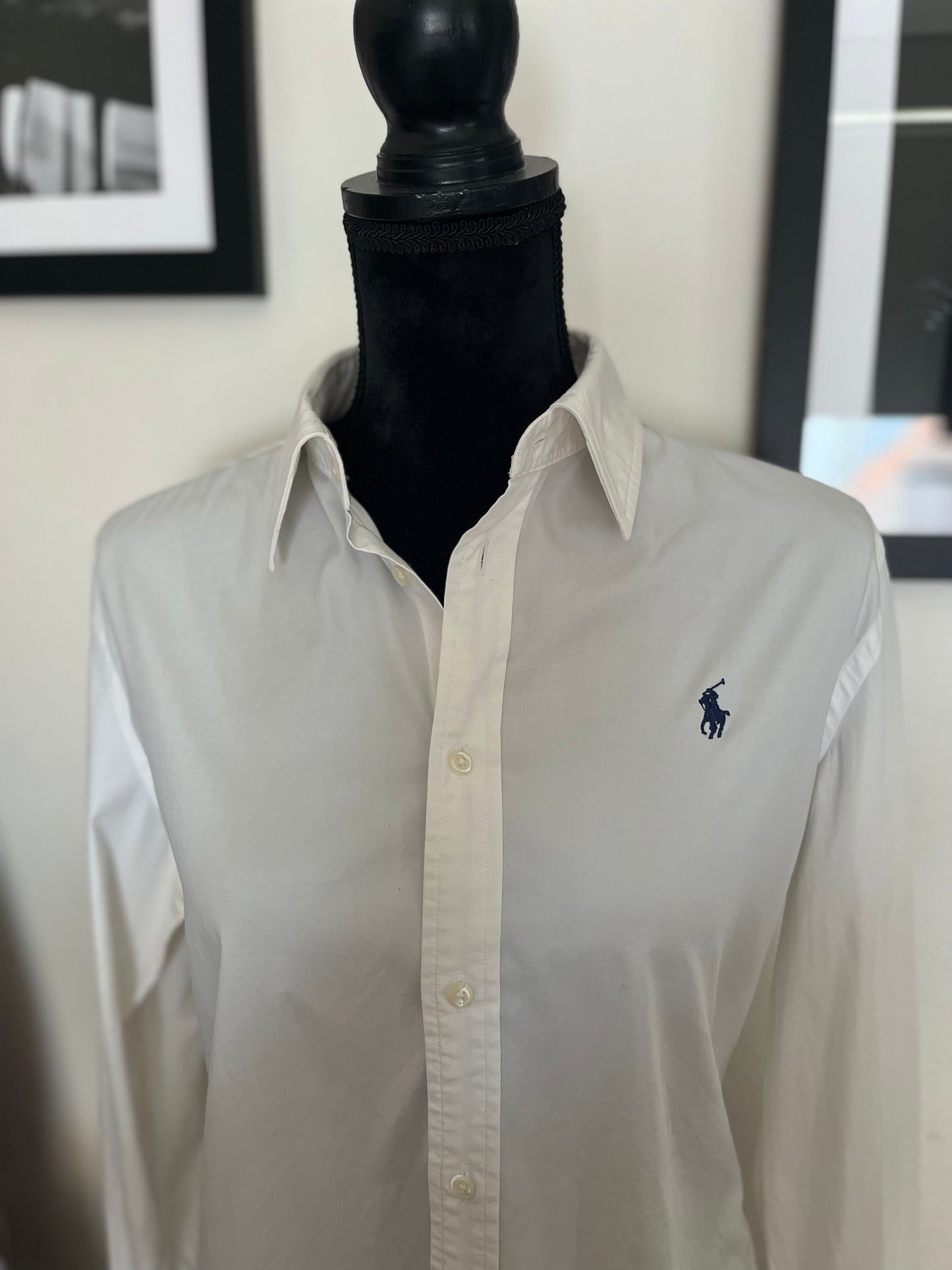 Ralph Lauren 100% Cotton Women’s Chest Logo Shirt Size 14 Super Slim Fit