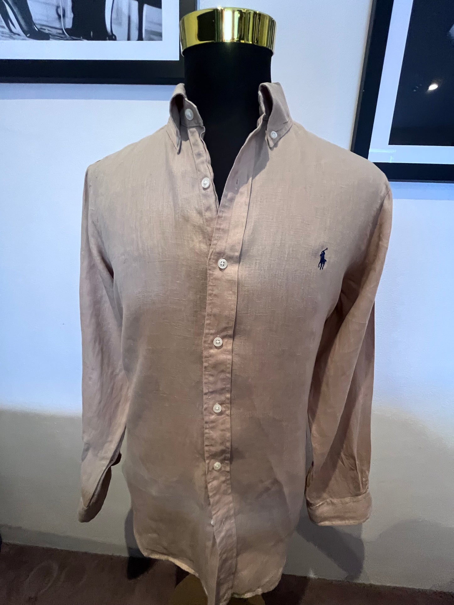 Ralph Lauren 100% Linen TanShirt Size Large
