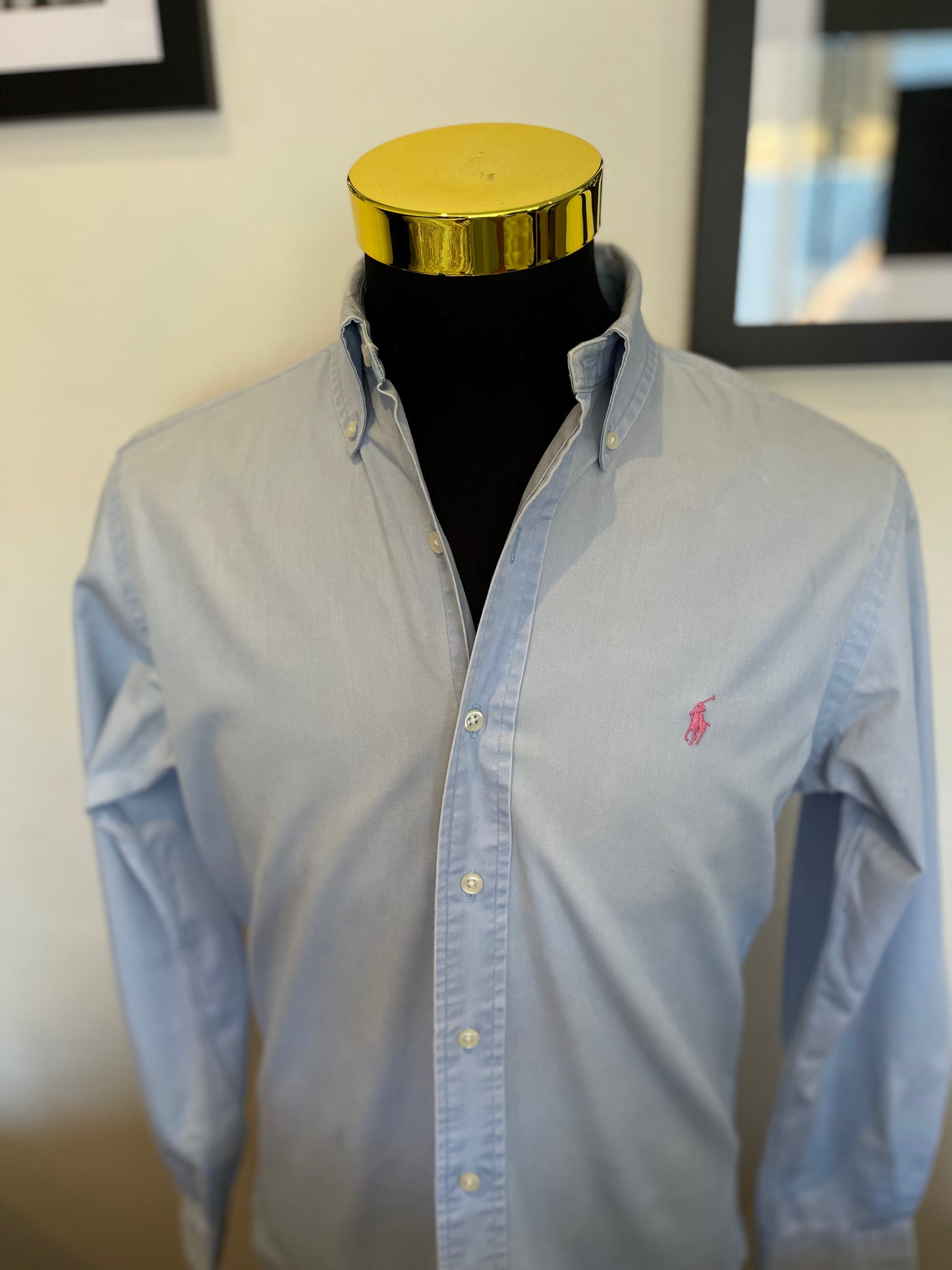 Ralph Lauren 100% Cotton Blue Button Down Shirt Size Small Classic Fit