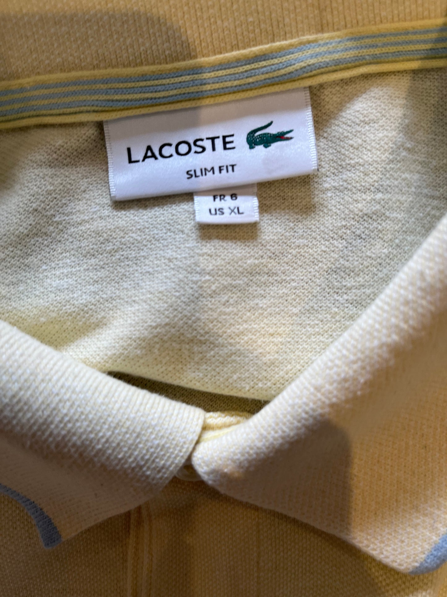 Lacoste 100% Cotton Yellow Polo Shirt Size 6 XL Fits Large to XL
