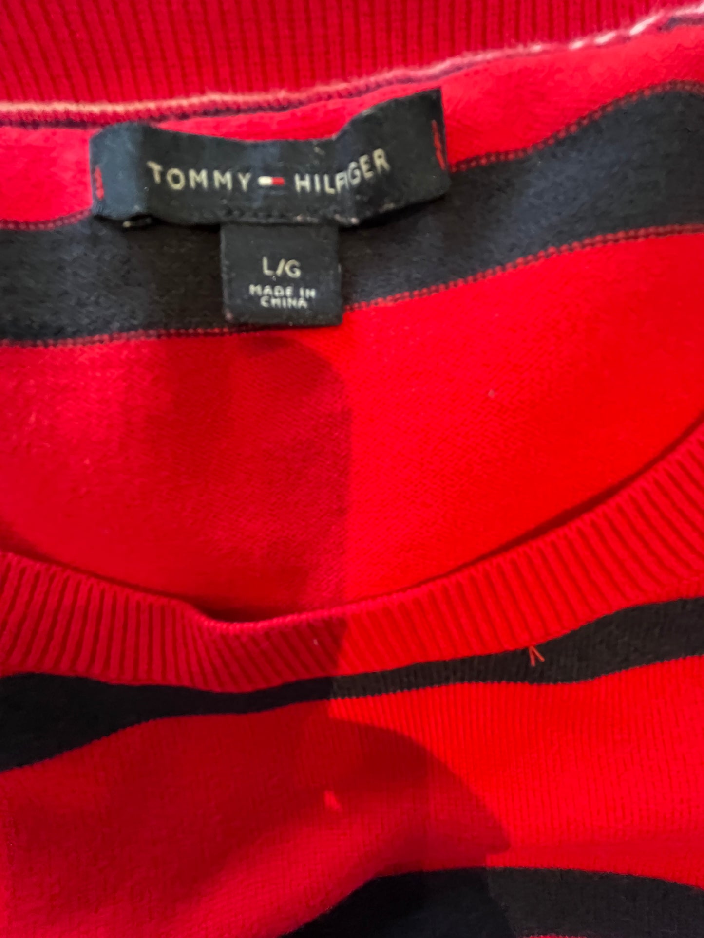 Tommy Hilfiger 100% Cotton Women’s Red Striped Knit Sized Large