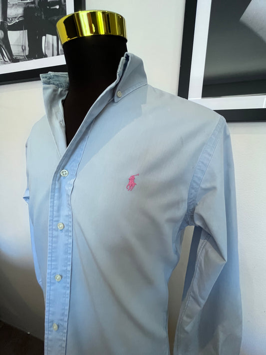 Ralph Lauren 100% Cotton Blue Button Down Shirt Size Small Classic Fit