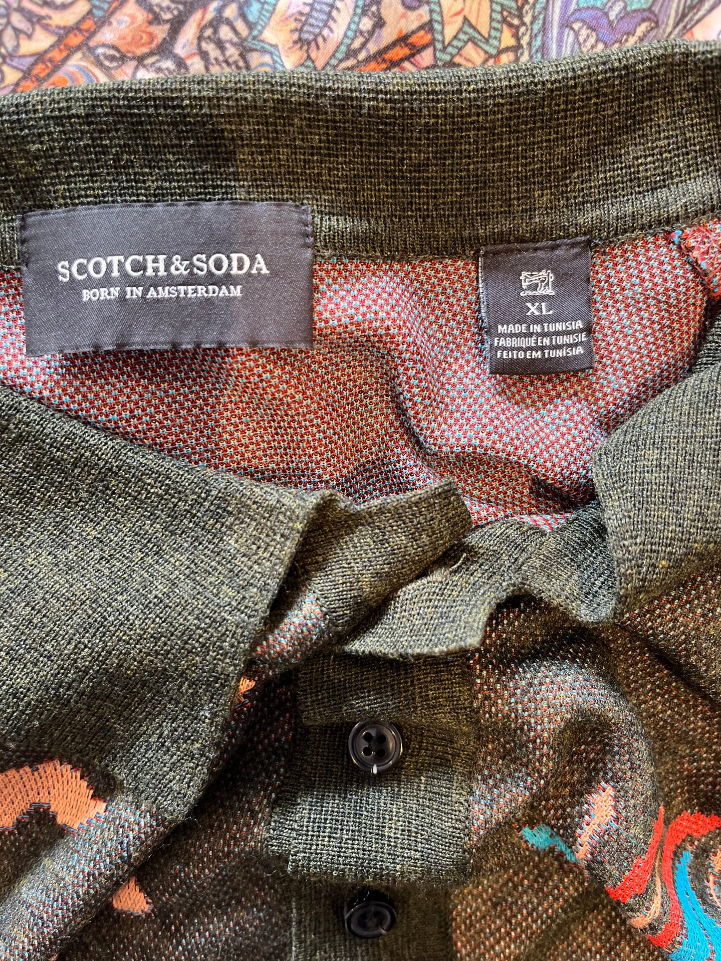 Scotch & Soda Embroidered Pattern Polo Shirt Size XL