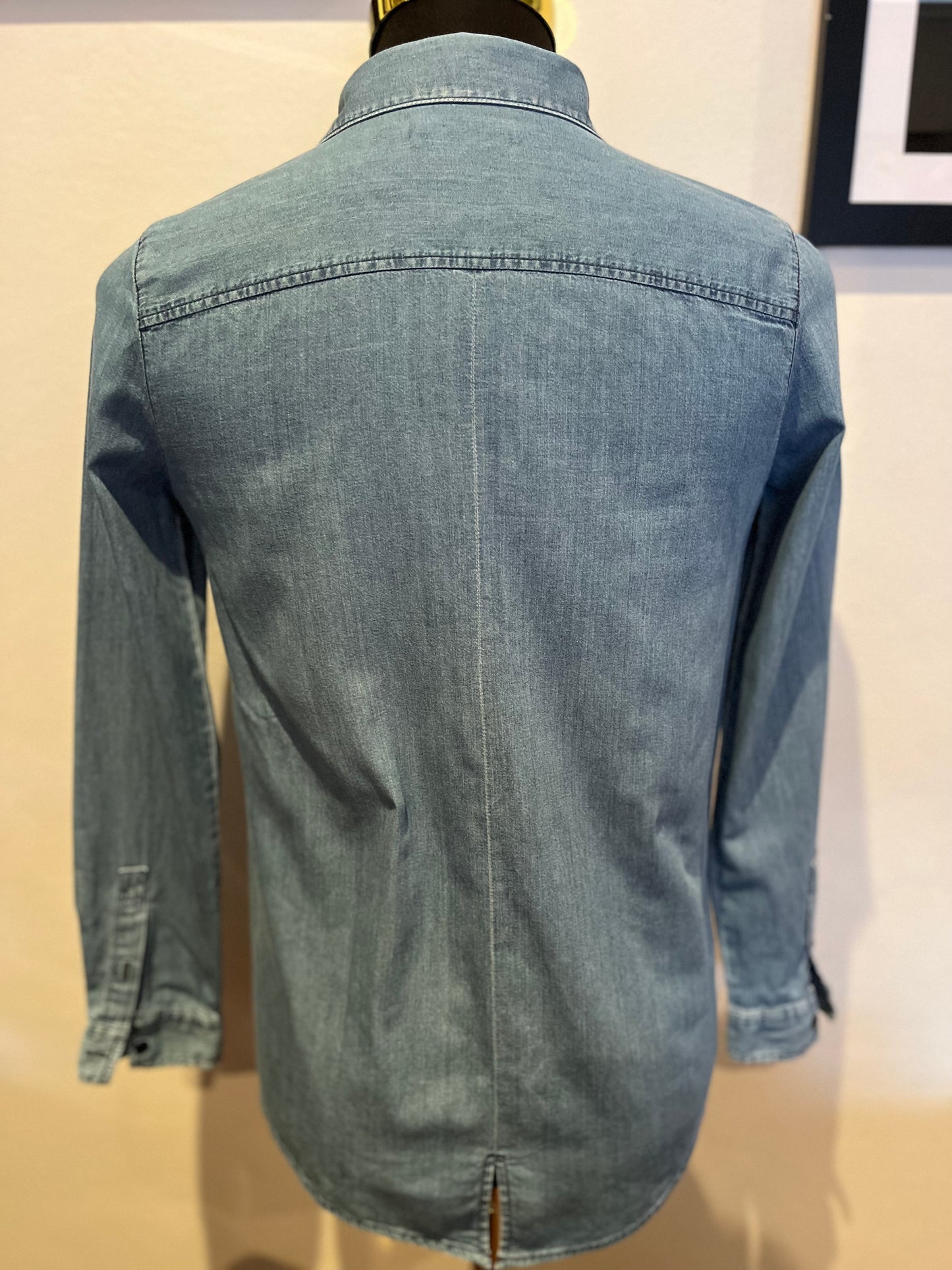 Lacoste 100% Cotton Blue Denim Shirt Size 36 Small Slim Fit