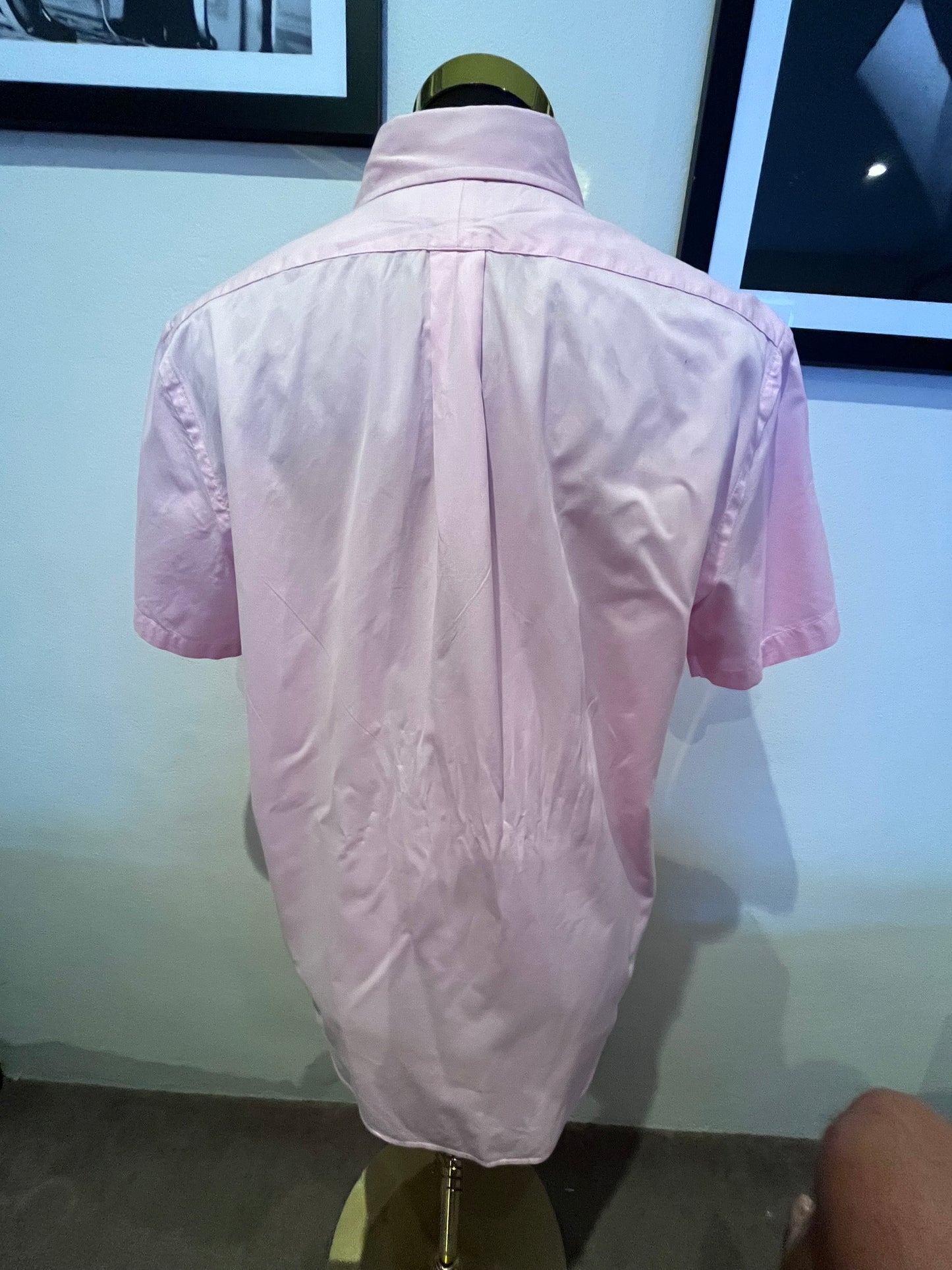 Ralph Lauren 100% Cotton Feather Weight Twill Pink Short Sleeve Shirt Size L