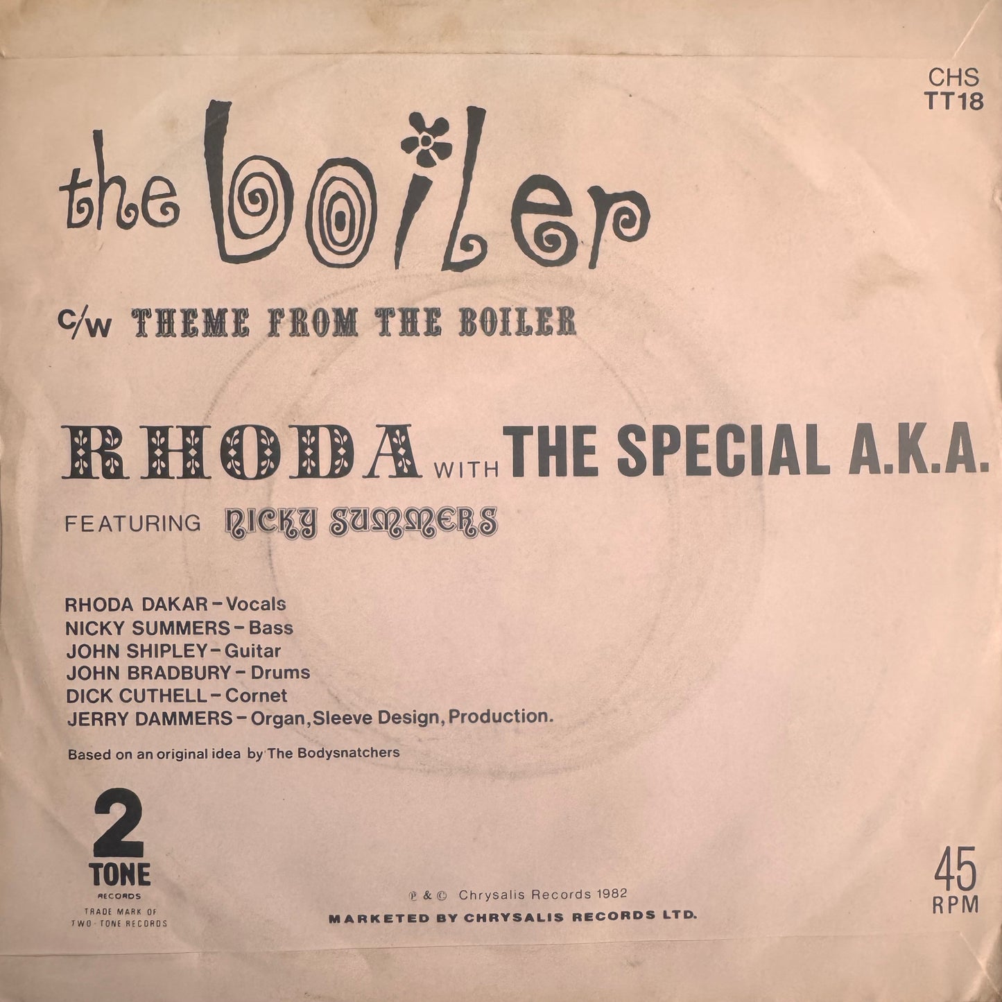 Rhoda With The Special AKA “The Boiler” 2 Track 7inch Vinyl 2 Tone Records 1982