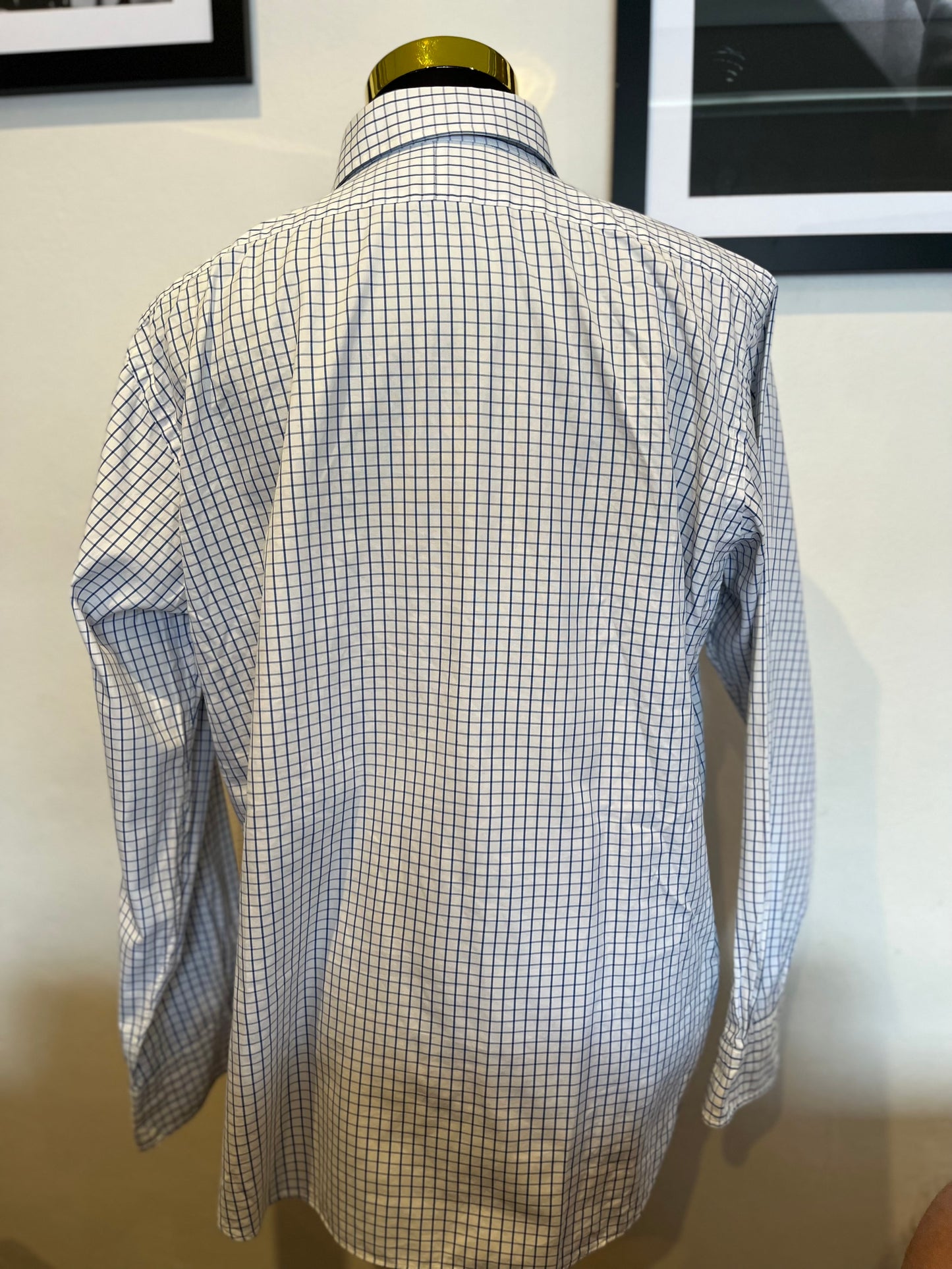 Ralph Lauren 100% Cotton White Blue Check Shirt Size Large Classic Fit