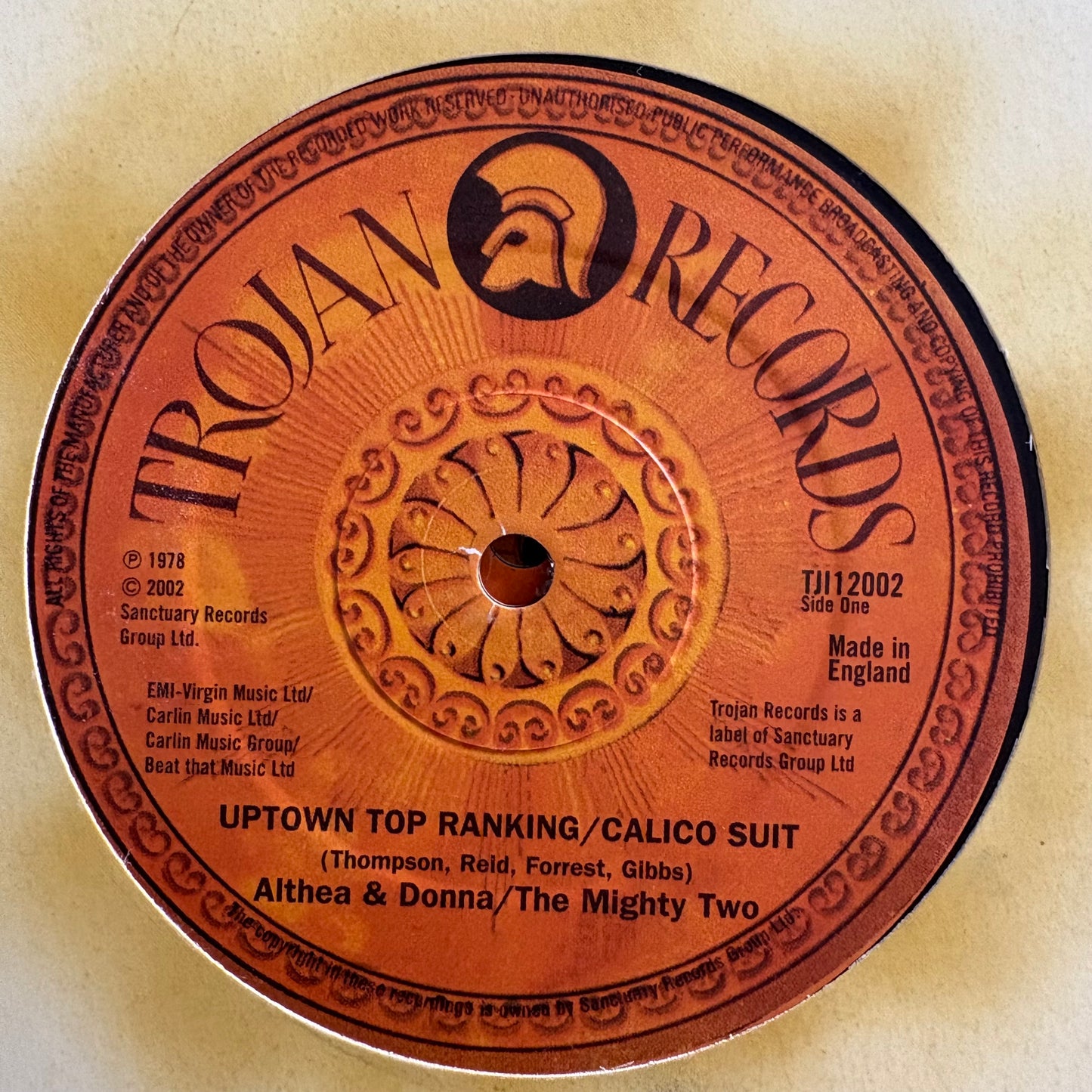 Althea & Donna “Uptown Top Ranking” 2 Track 12inch Vinyl Record Trojan Records