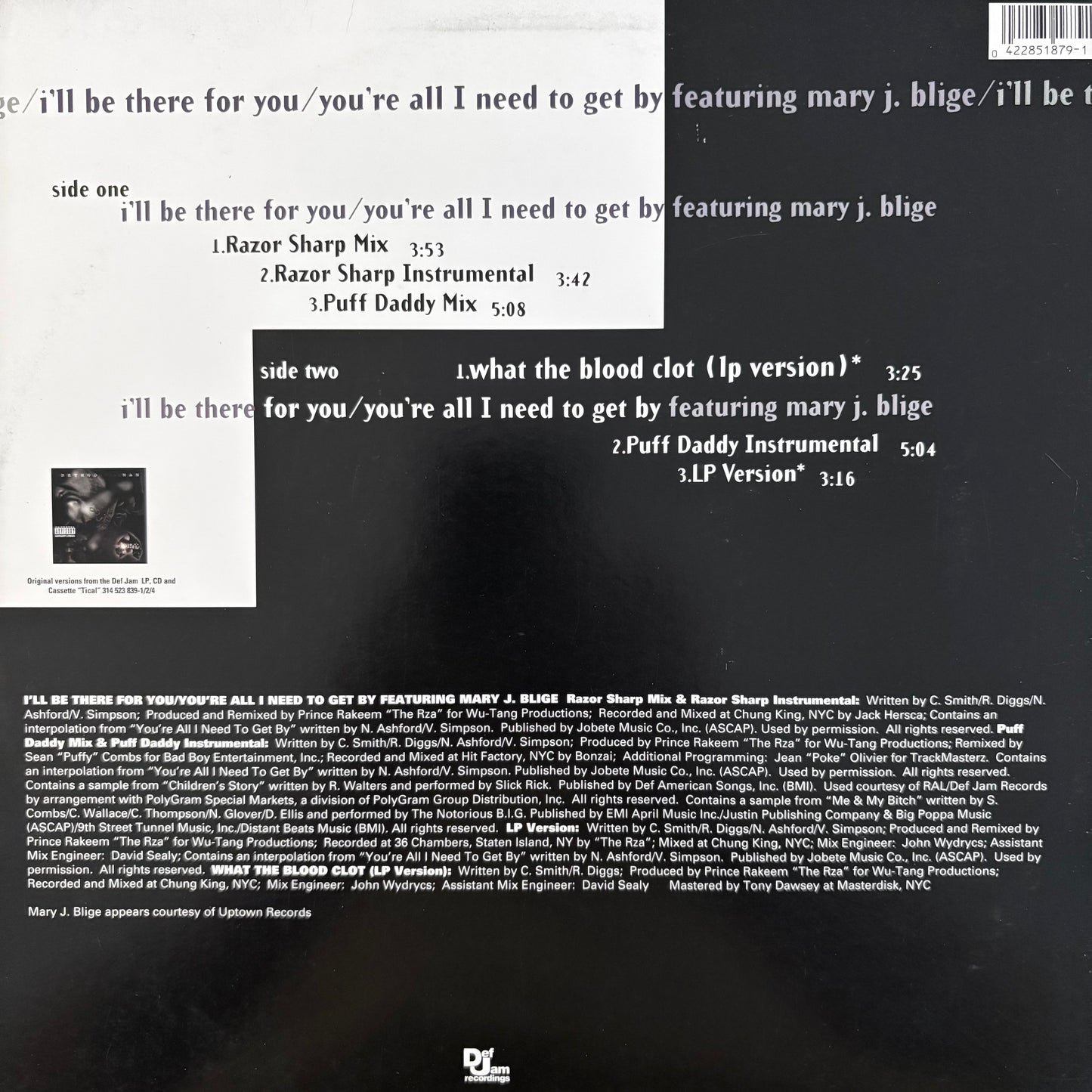Method Man Ft Mary J Blige ‘I’ll Be There For You’ 6 Version 12inch Vinyl Single