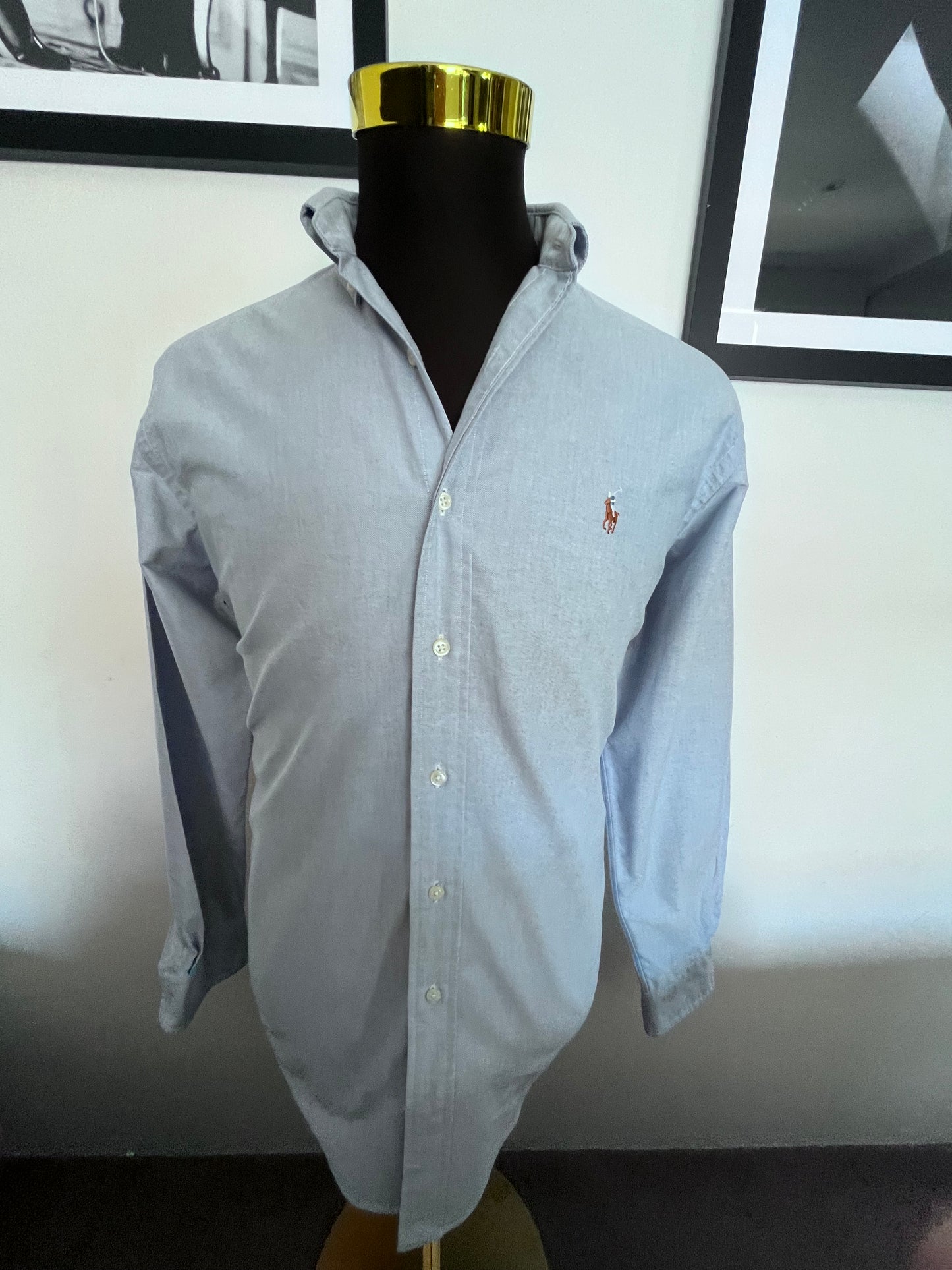 Ralph Lauren 100% Cotton Blue Button Down Shirt Size L Classic Fit, 15/34