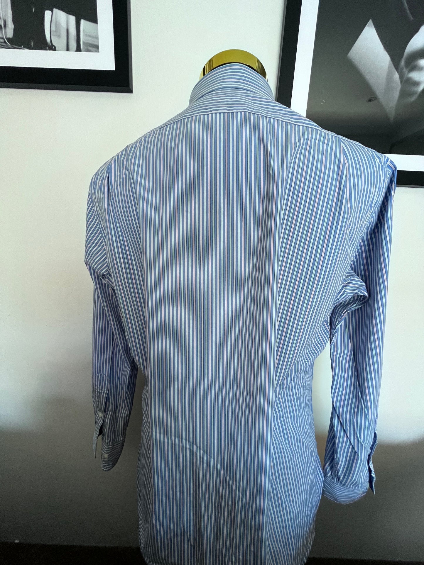 Ralph Lauren 100% Cotton Blue Pink Spread Collar Shirt Size S Classic Fit, Fits Small to Medium
