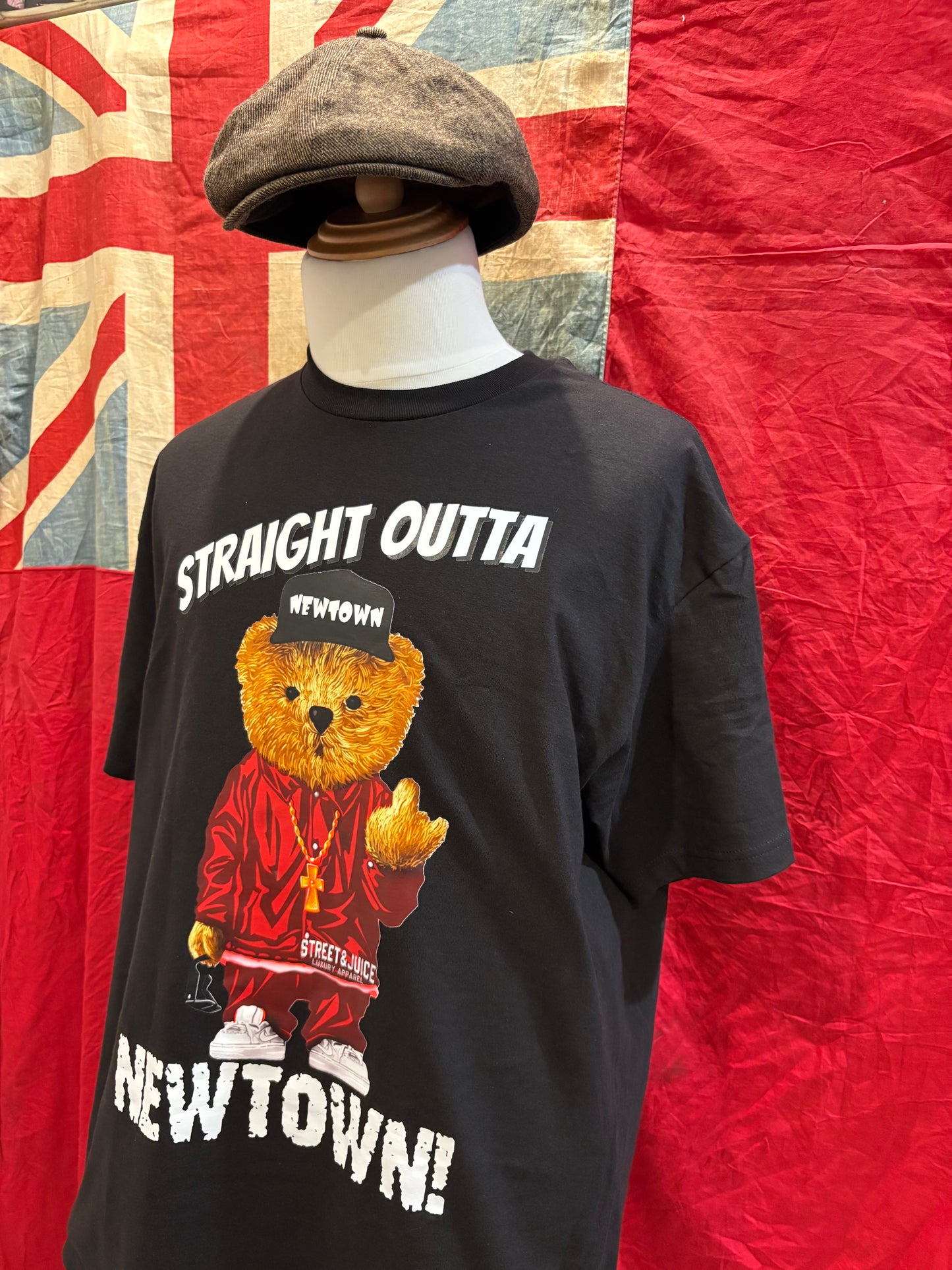Street & Juice 100% Cotton Black Chest Logo Tee Straight Outta Newtown