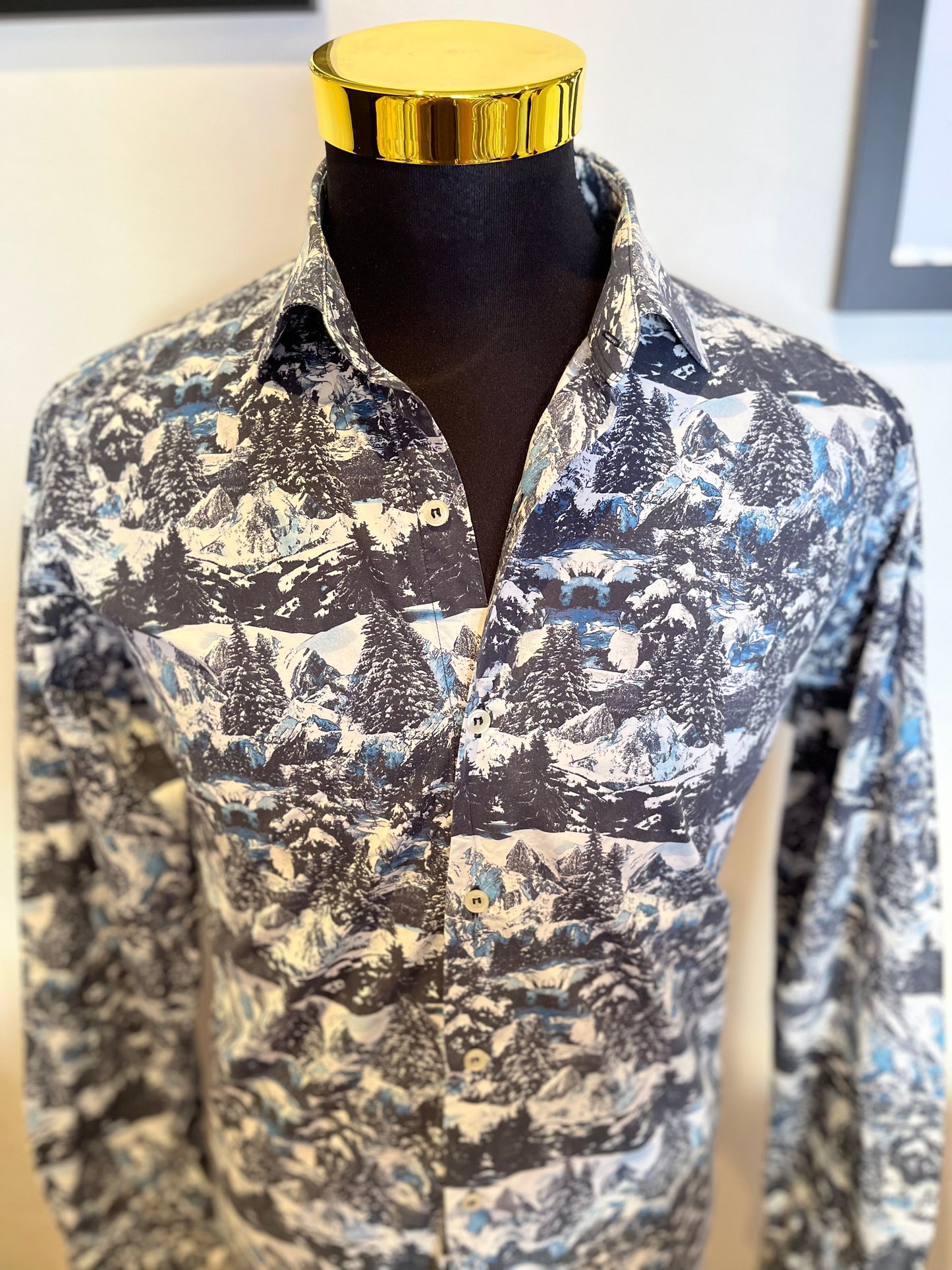 Paul & Shark 100% Cotton Alpine Print Shirt Size Large 42 Made in Italy