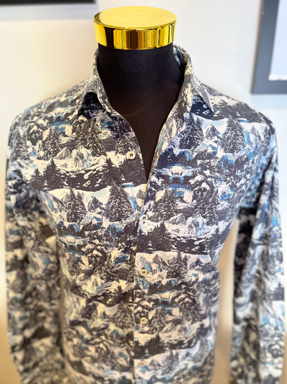 Paul & Shark 100% Cotton Alpine Print Shirt Size Large 42 Made in Italy