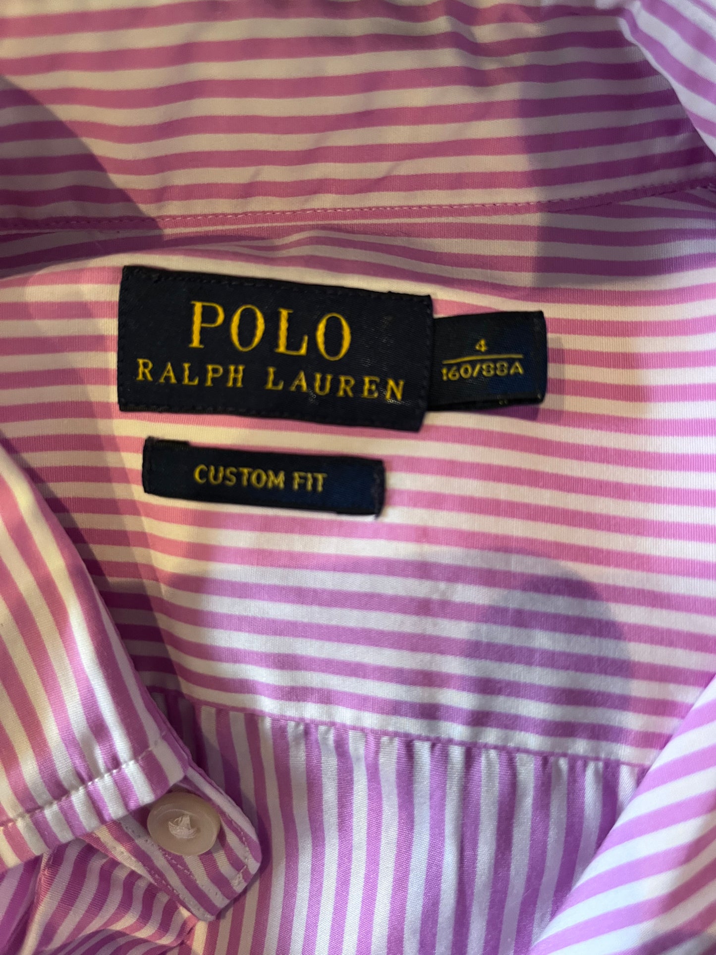 Ralph Lauren Women’s 100% Cotton Pink White Stripe Shirt Size 4