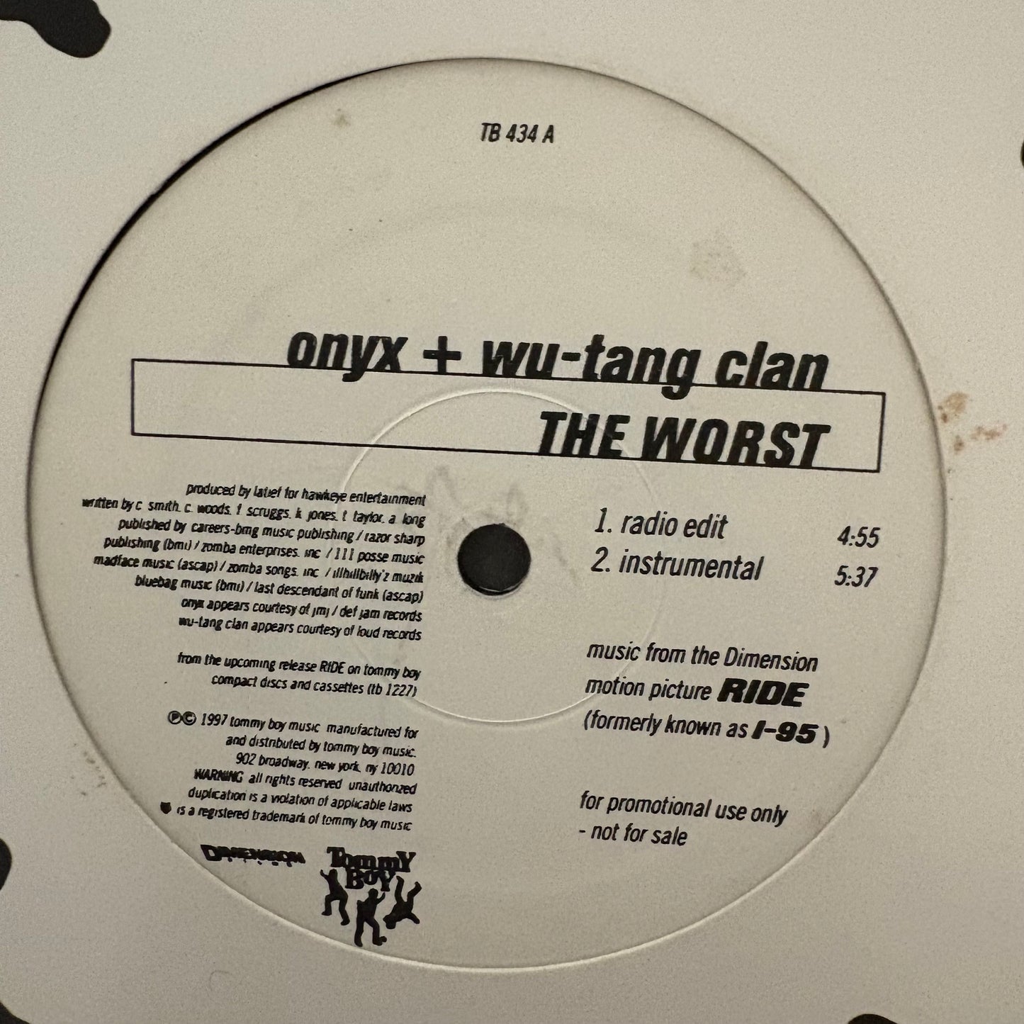 Onyx + Wu Tang Clan “The Worst” 4 version 12inch vinyl record