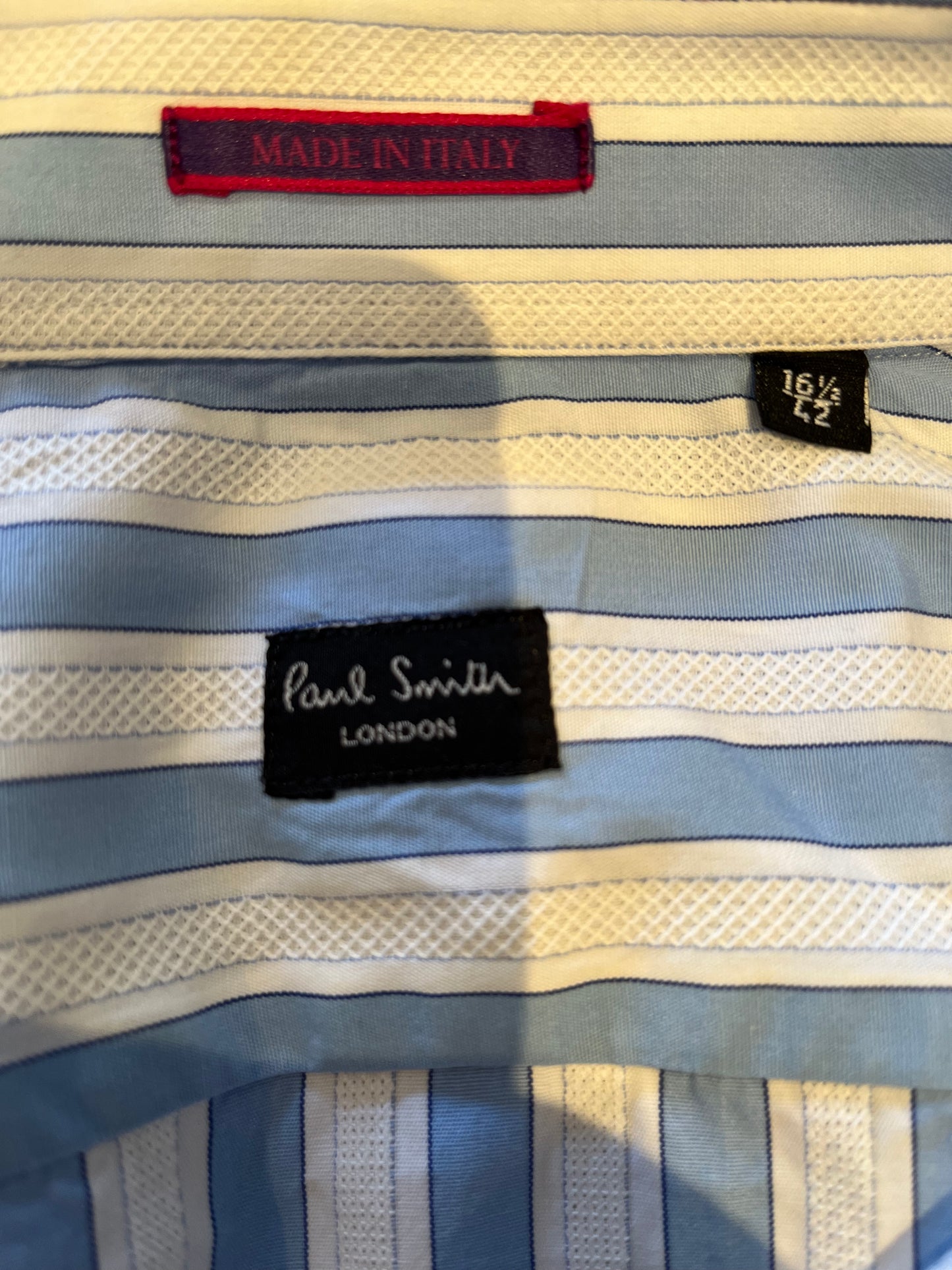 Paul Smith PS 100% Cotton Blue White Stripe Shirt Size Medium Made In Italy