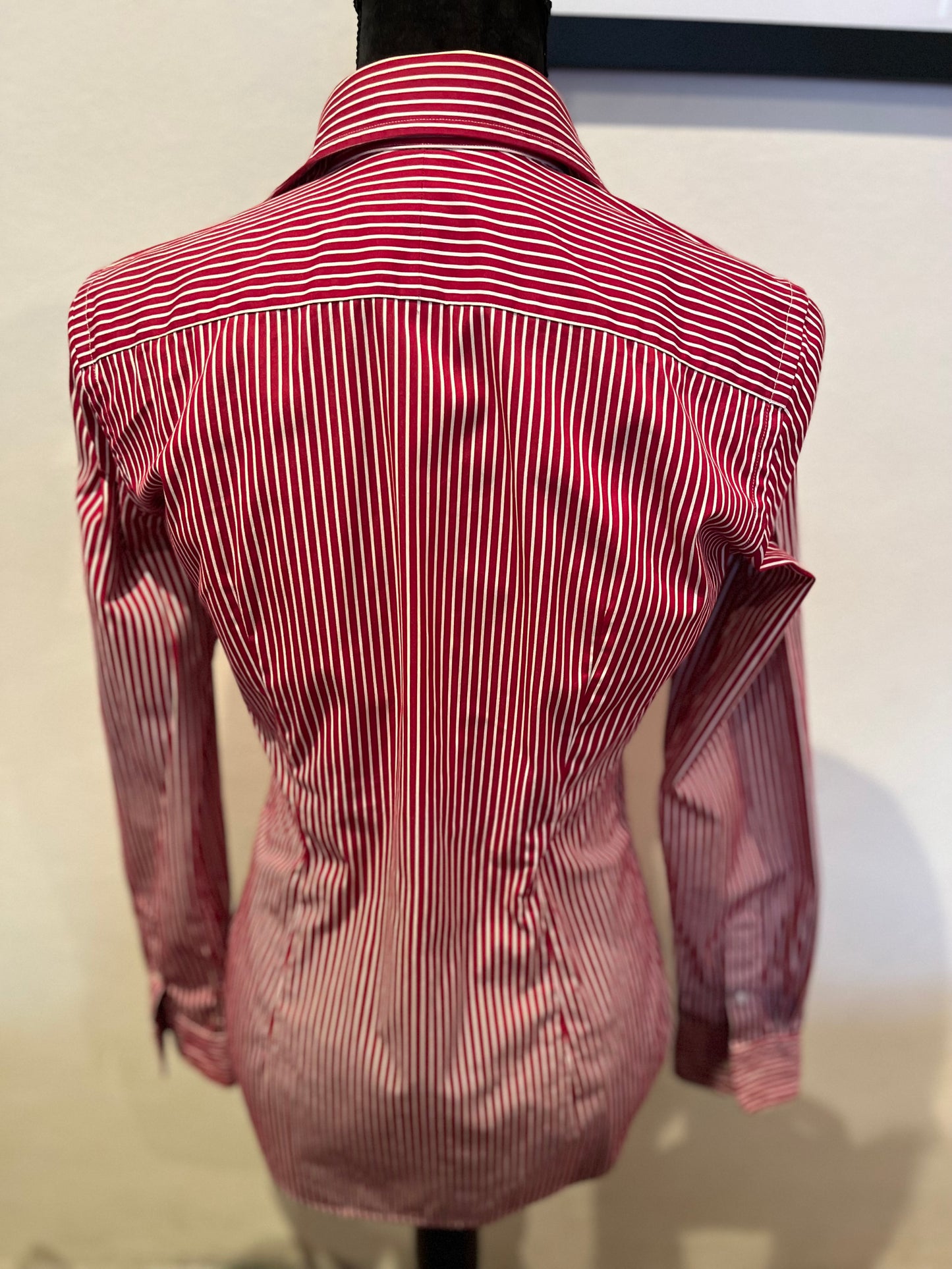 Ralph Lauren Women’s 100% Cotton Red White Stripe Shirt Size 4 Slim Fit
