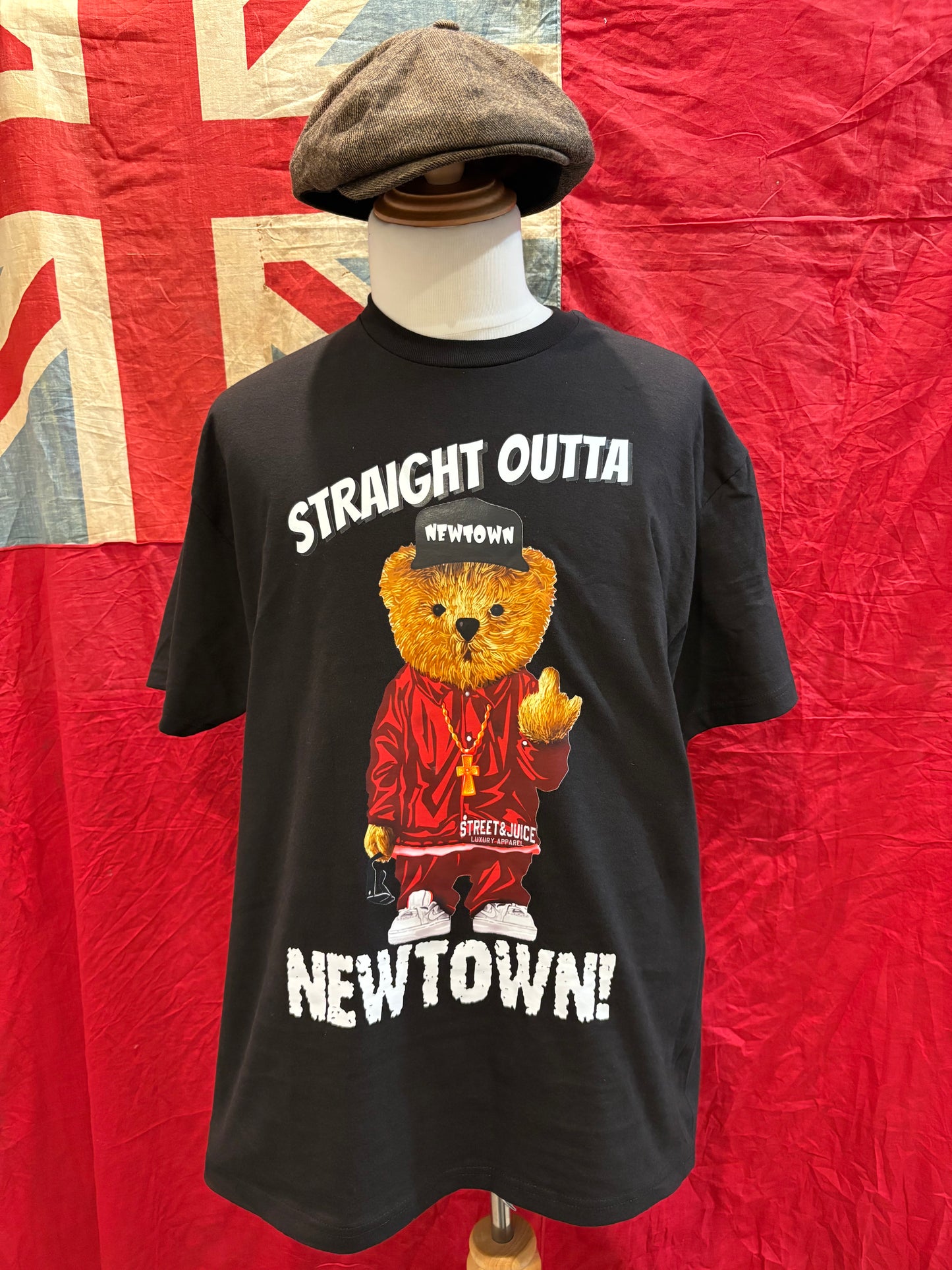 Street & Juice 100% Cotton Black Chest Logo Tee Straight Outta Newtown