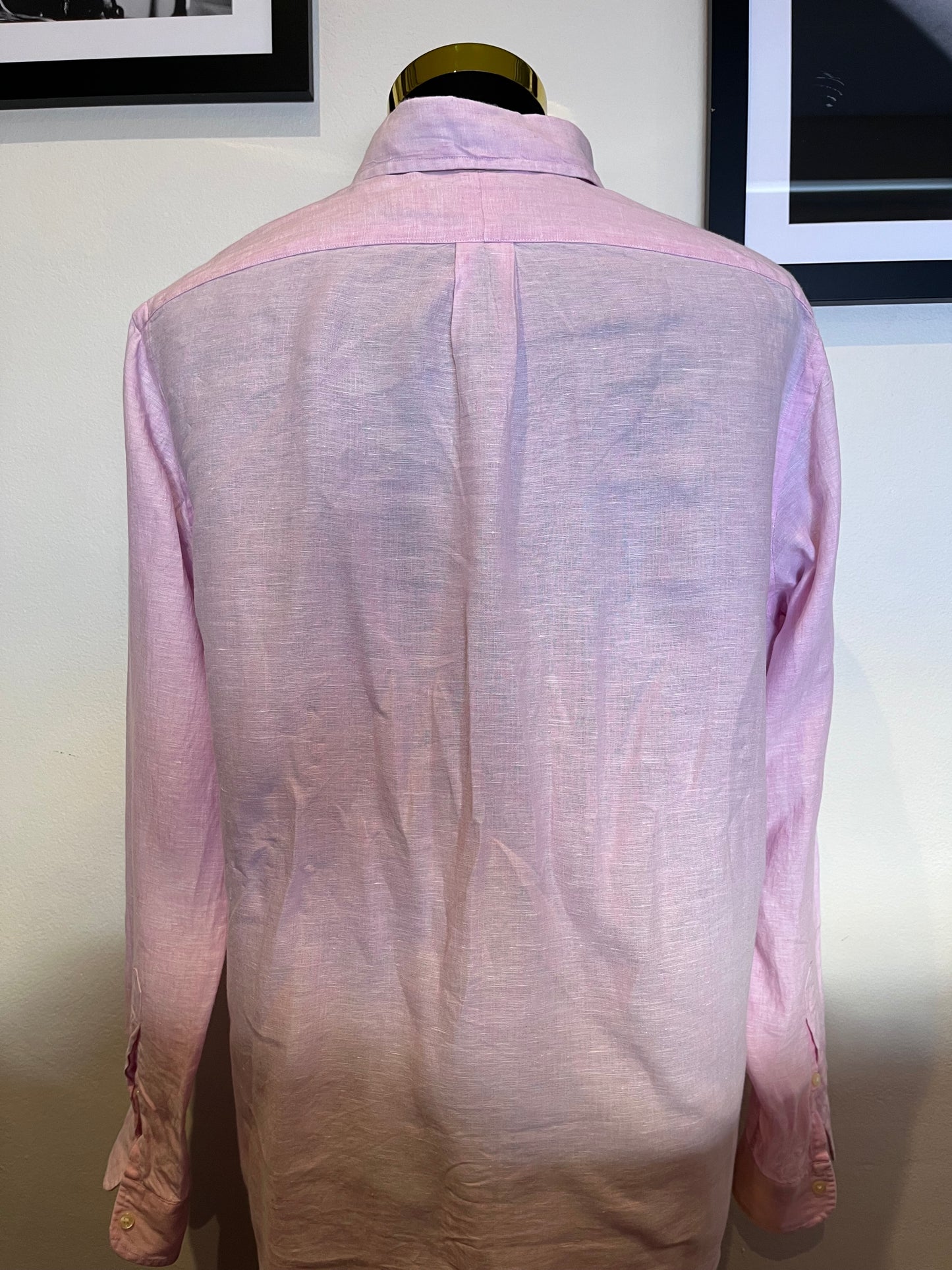 Ralph Lauren 100% Cotton Linen Pink Shirt Size Large Classic Fit