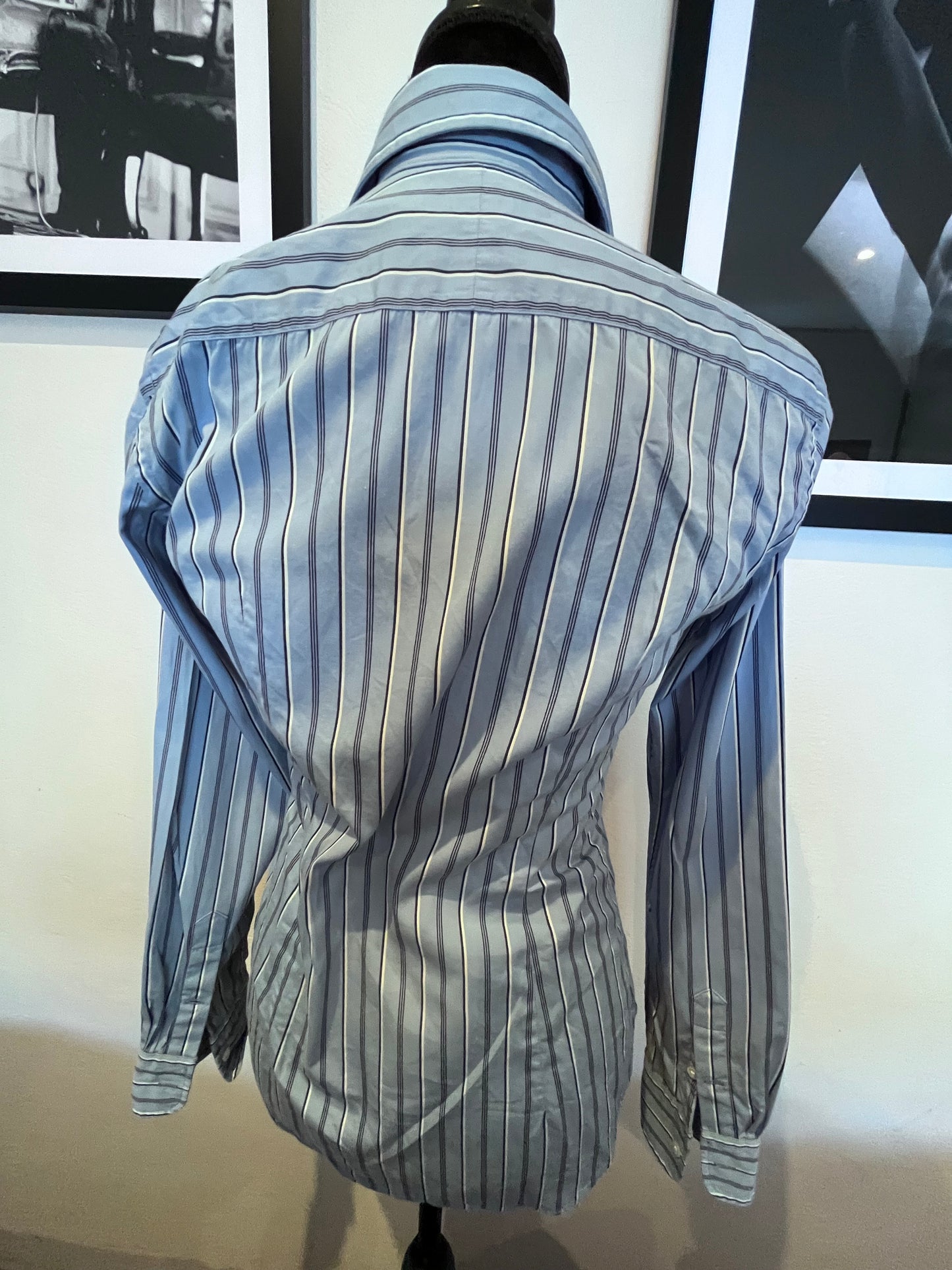 Ralph Lauren Women’s 100% Cotton Blue White Stripe Shirt Slim Fit Size 4