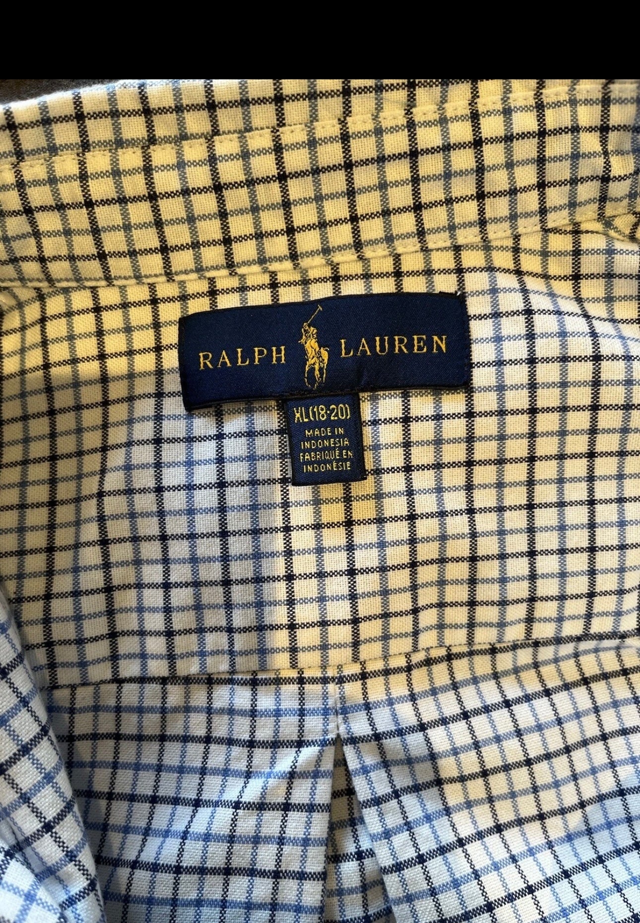 Ralph Lauren 100% Cotton White Blue Grey Check Shirt Size Small Classic Fit