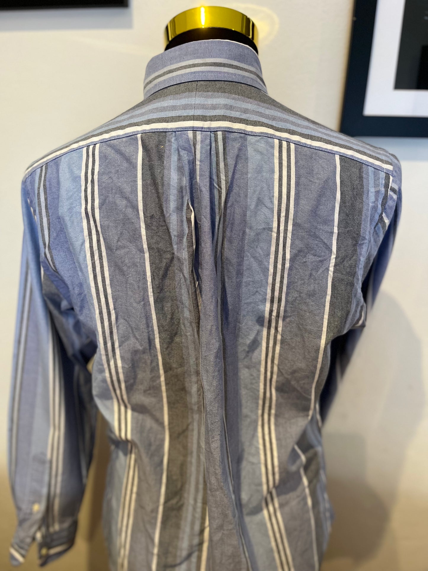 Ralph Lauren 100% Cotton White / Blue Stripe Shirt Size M Custom Fit