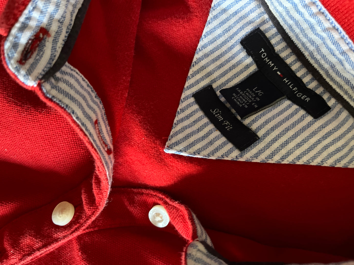 Tommy Hilfiger Women’s 100% Cotton Red Polo Shirt Size Large