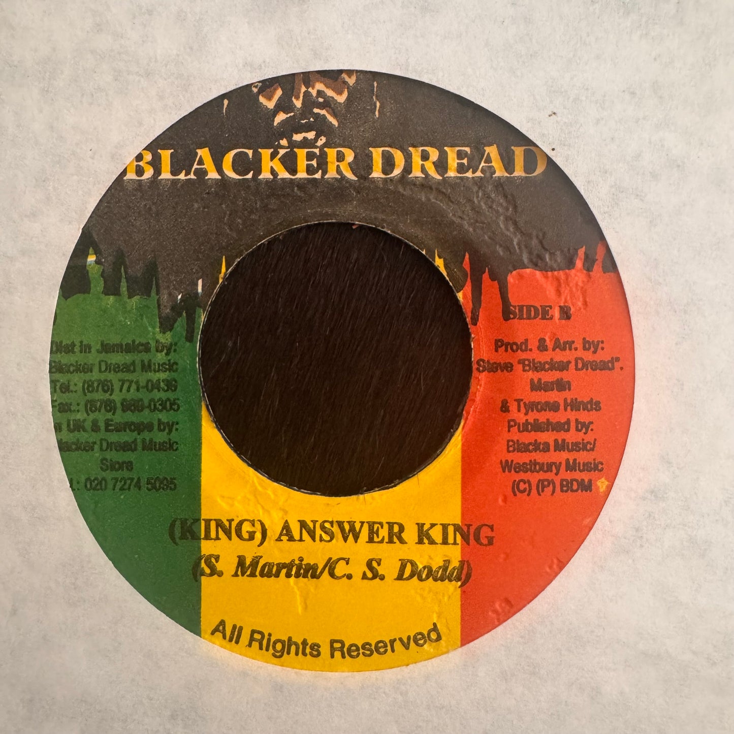 Sizzla “In My Thoughts” 2 Track 7inch Vinyl Record Blacker Dread Music
