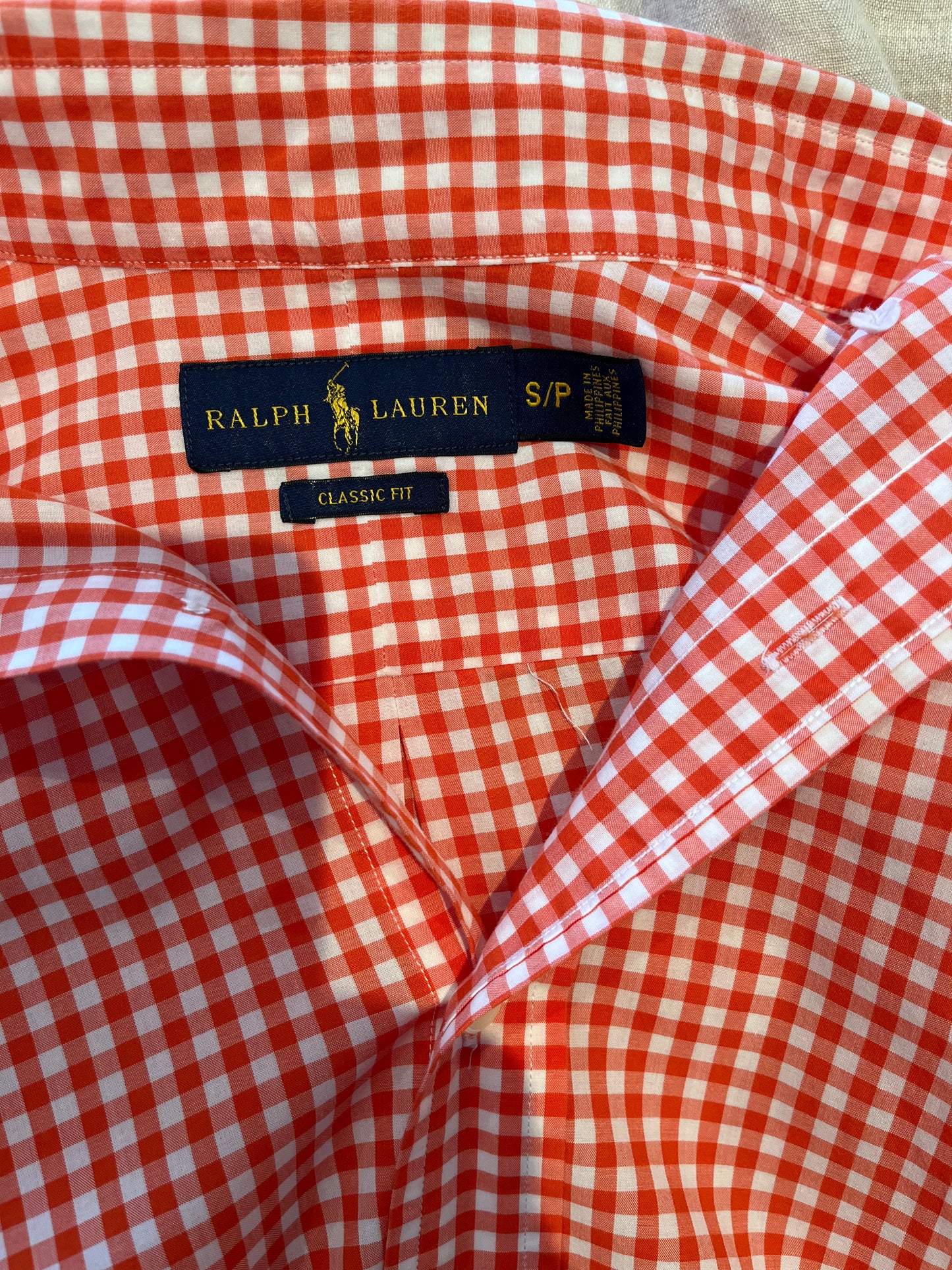 Ralph Lauren 100% Cotton Red Gingham Shirt Size SP Small Classic Fit