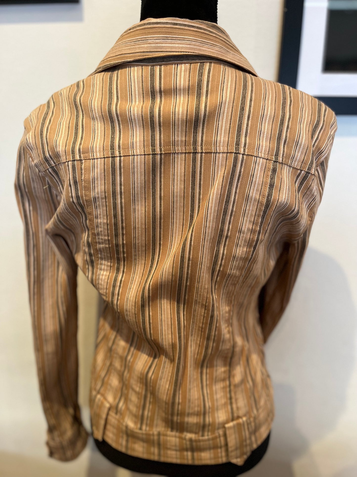 Lacoste 100% Cotton Women’s Brown Stripe Shirt Size Small