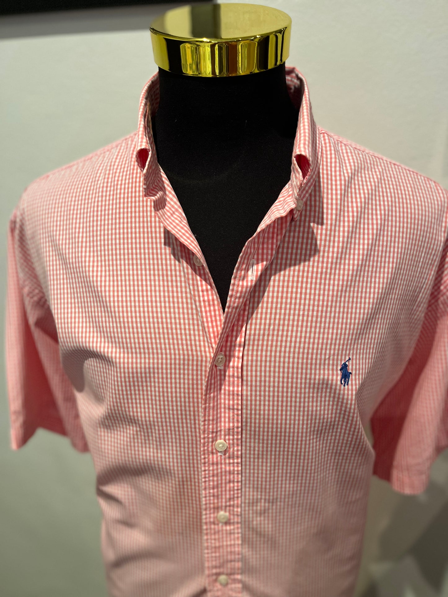 Ralph Lauren 100% Blake Cotton Orange Check Shirt Size XL