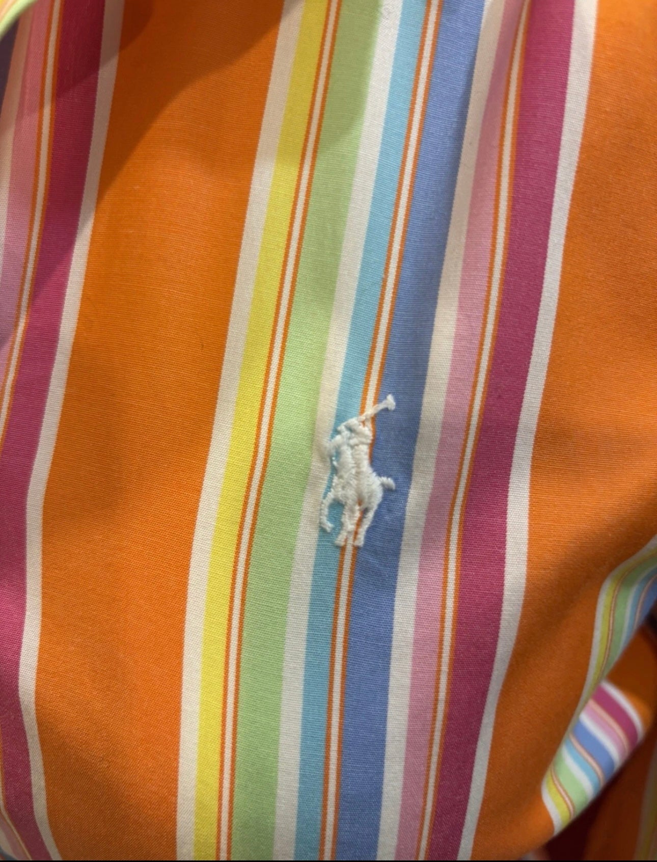 Ralph Lauren Women’s 100% Cotton Orange Striped Shirt Size 2