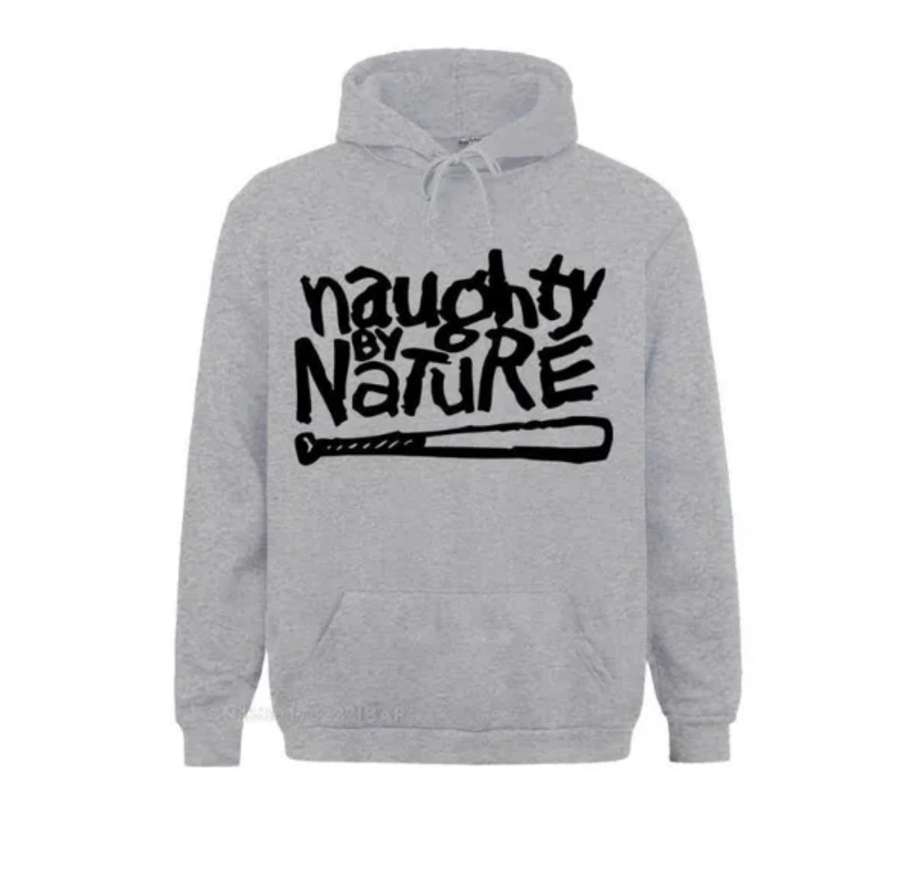 Naughty By Nature Fleece Grey Front Pocket Draw String Hoodie