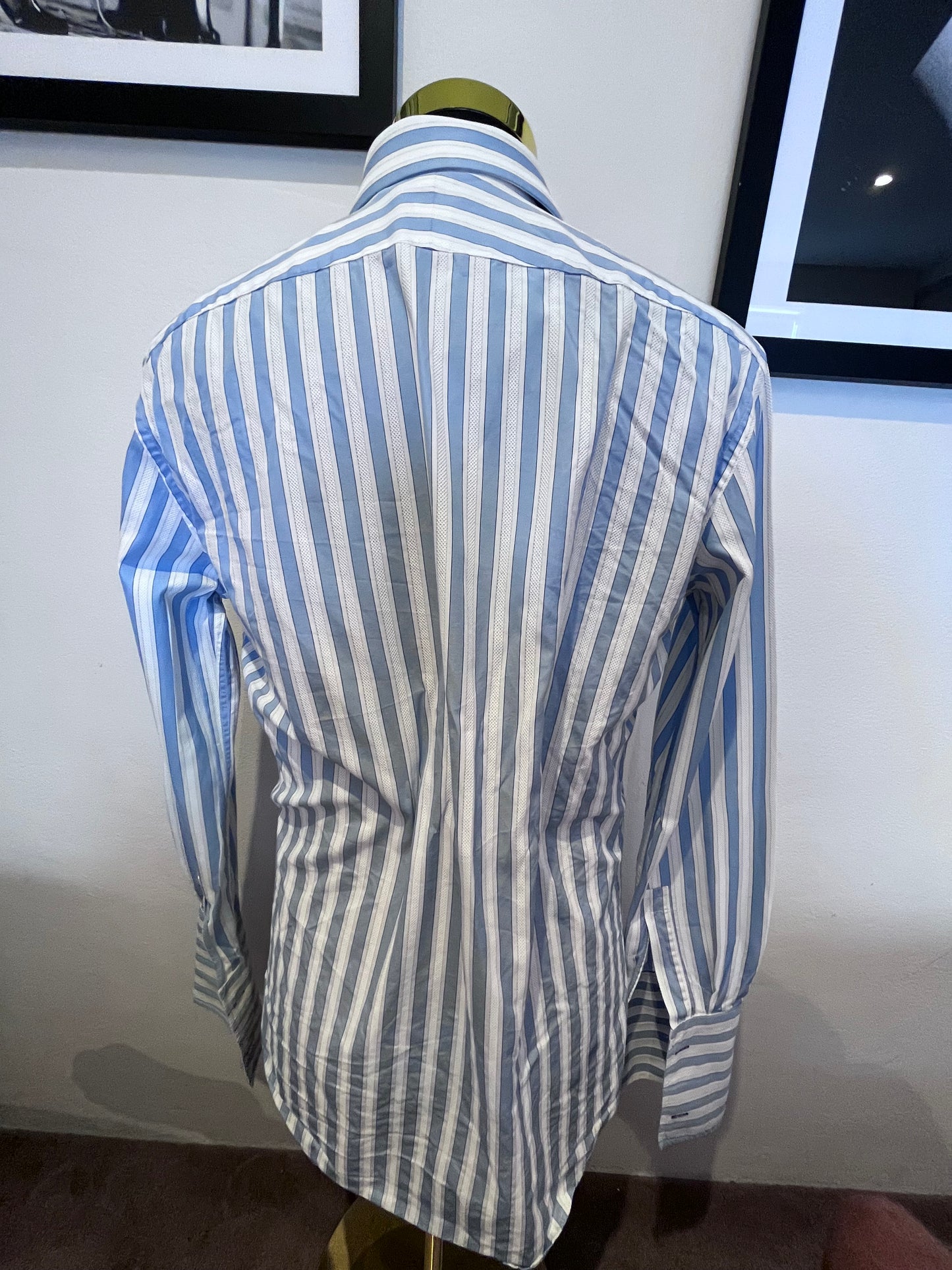 Paul Smith PS 100% Cotton Blue White Stripe Shirt Size Medium Made In Italy