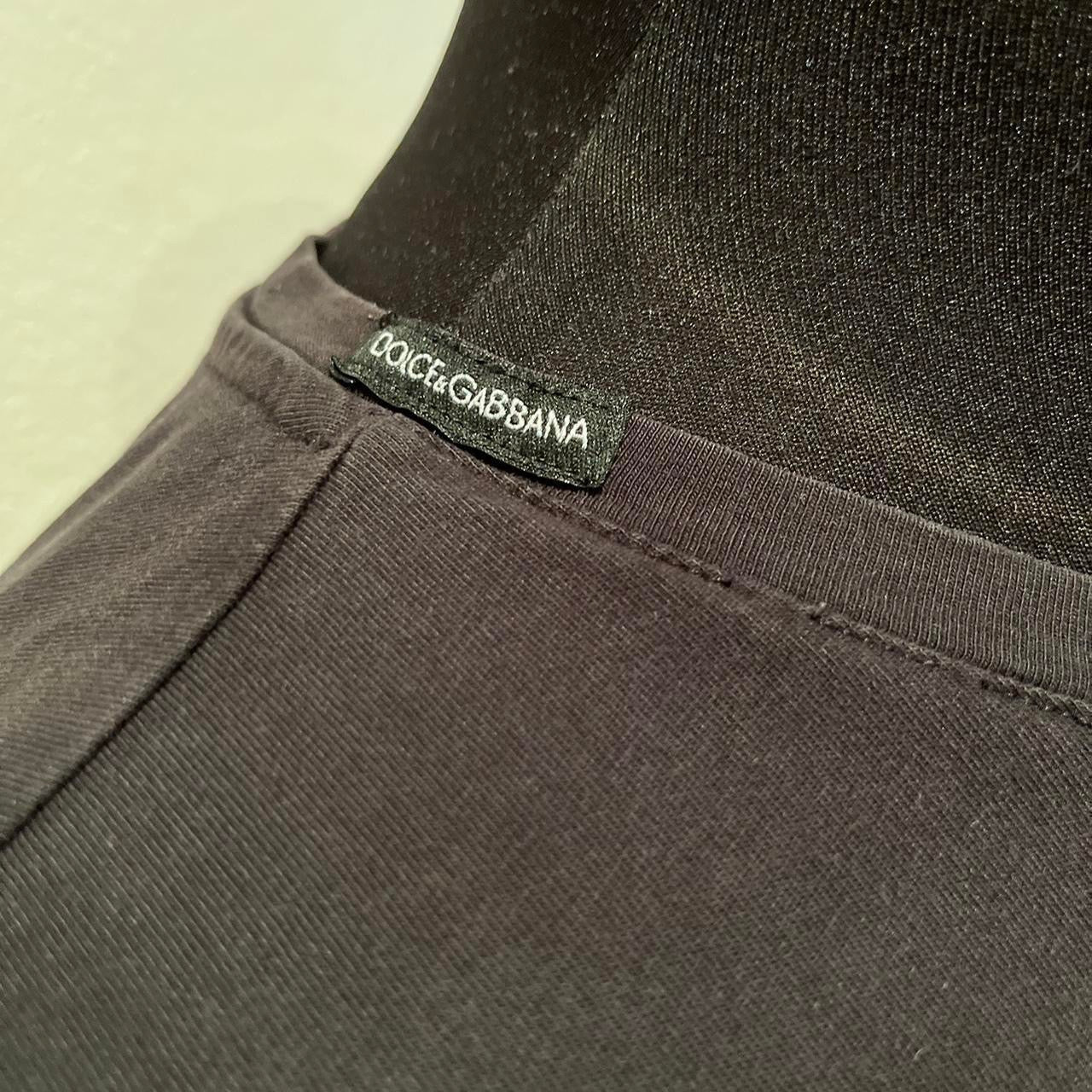Dolce & Gabbana 100% Cotton Black Logo Print Tee Size Medium Made in Italy