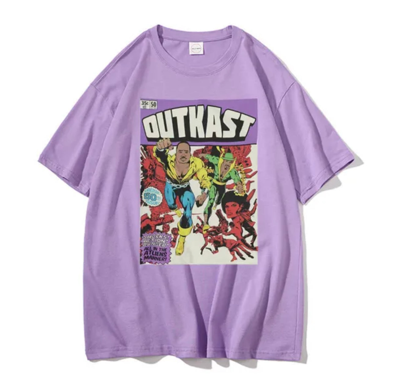 OutKast Atliens 100% Cotton Purple Chest Logo T Shirt Hip Hop Streetwear
