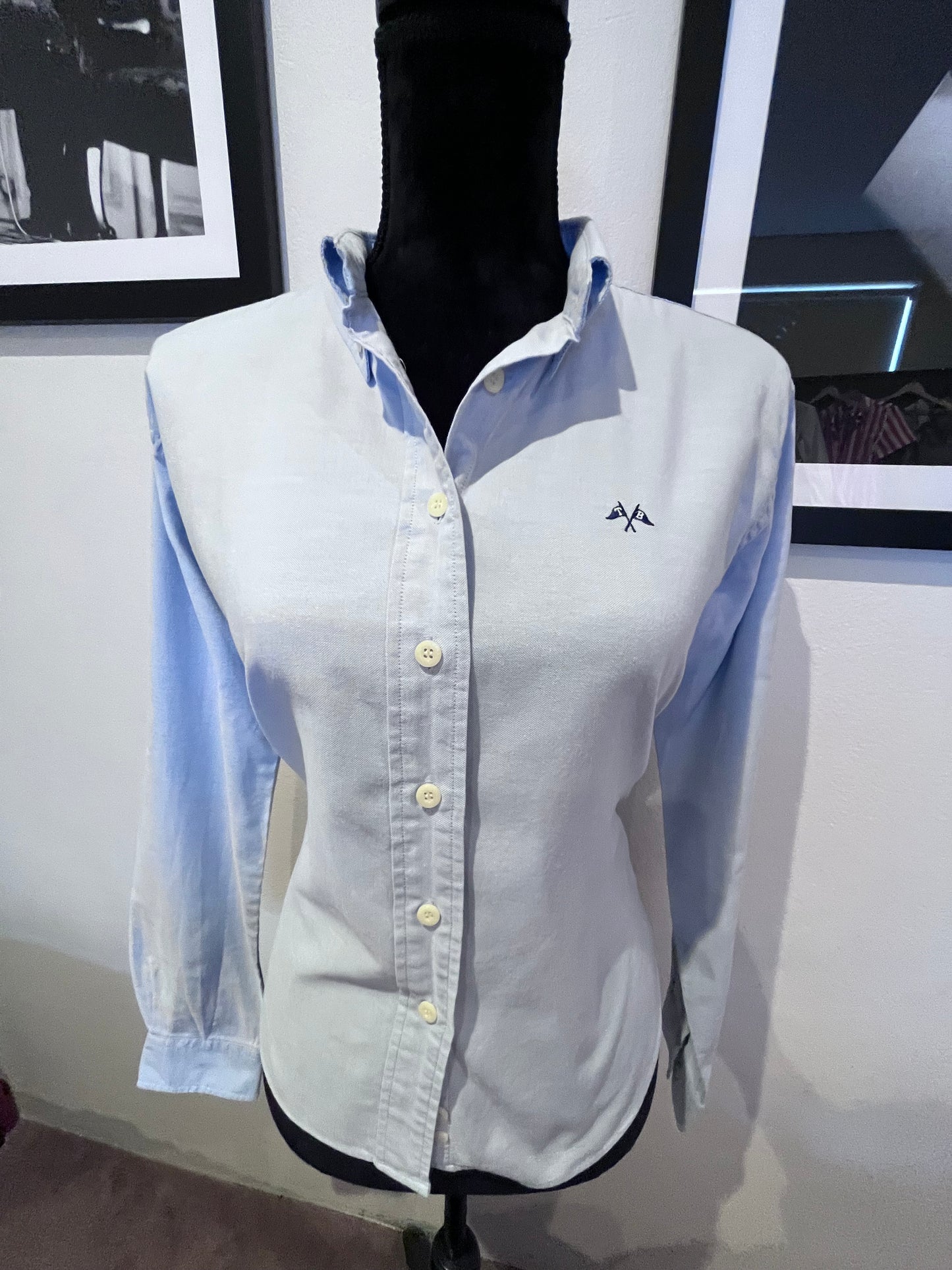 Burberry Women’s 100% Cotton Blue Shirt Regular Fit Size US 12