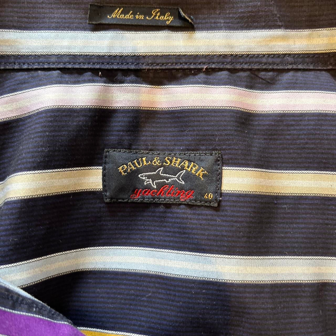 Paul & Shark 100% Cotton Black Red Striped Shirt Size 40 M, Made in Italy