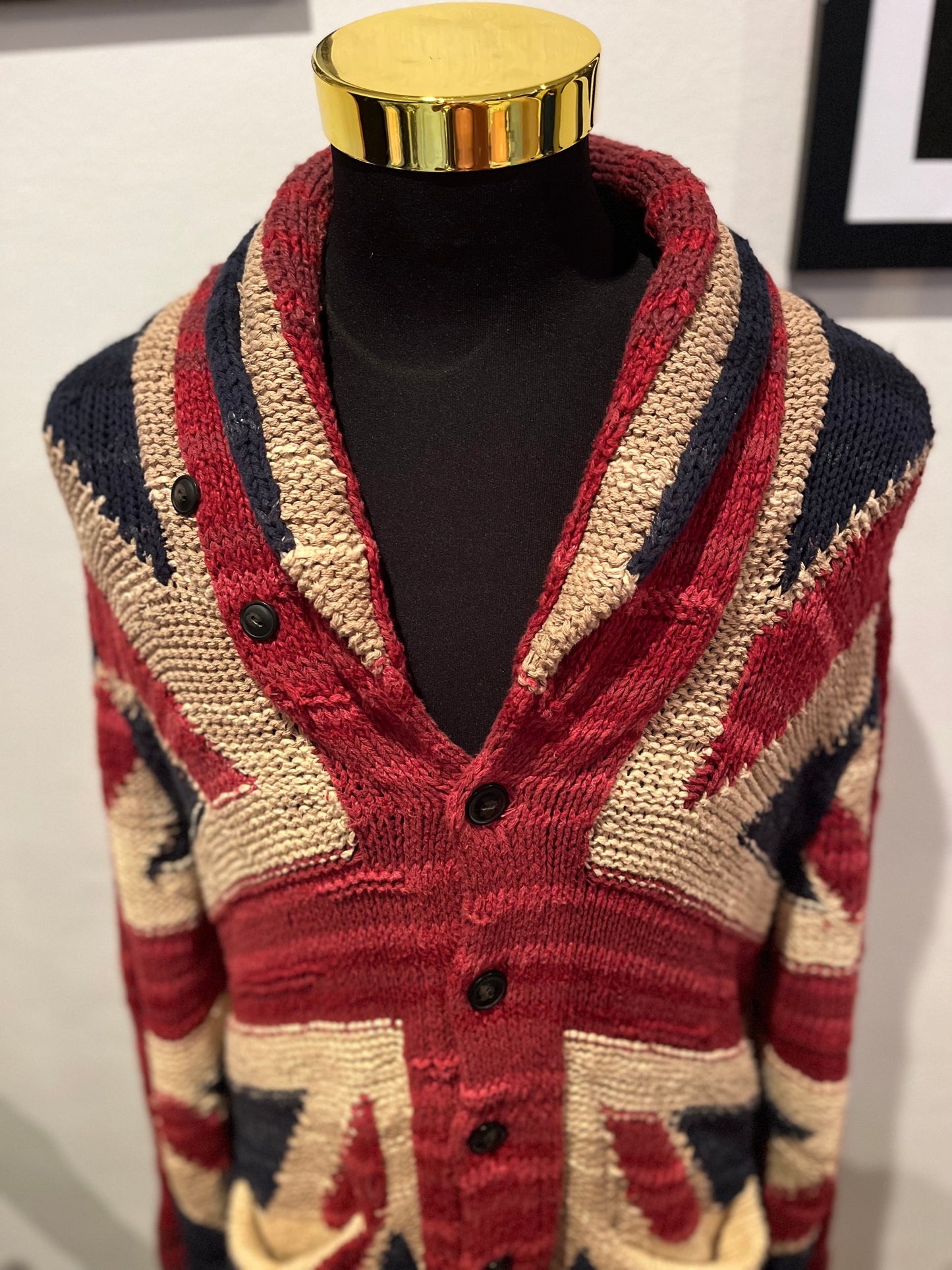 Ralph Lauren Denim & Supply Union Jack Cotton Blend Cardigan Size Large