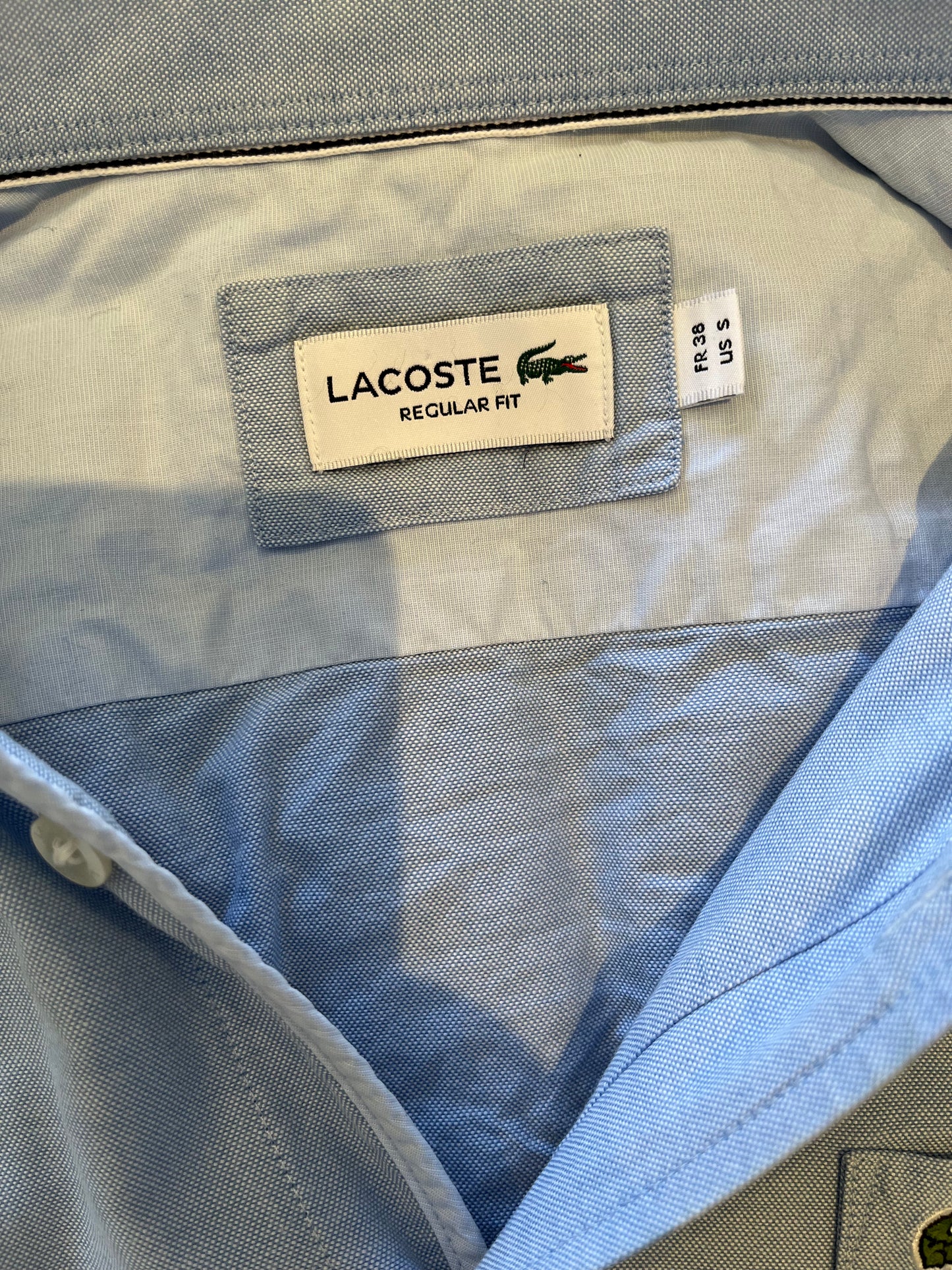 Lacoste 100% Cotton Light Blue Button Down Shirt Size Small