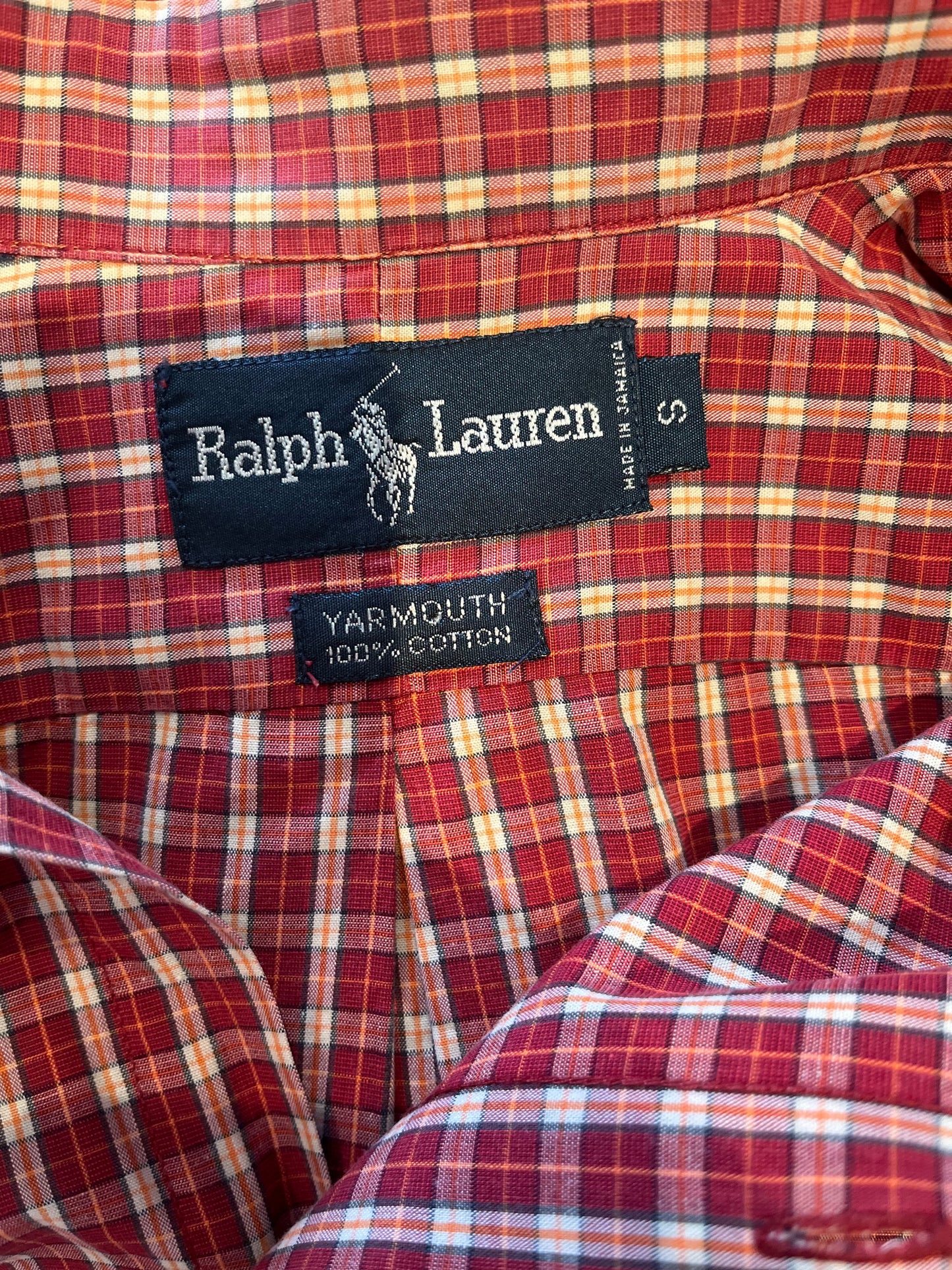 Ralph Lauren 100% Cotton Red Check Button Down Shirt Size S Classic Fit, 15/32